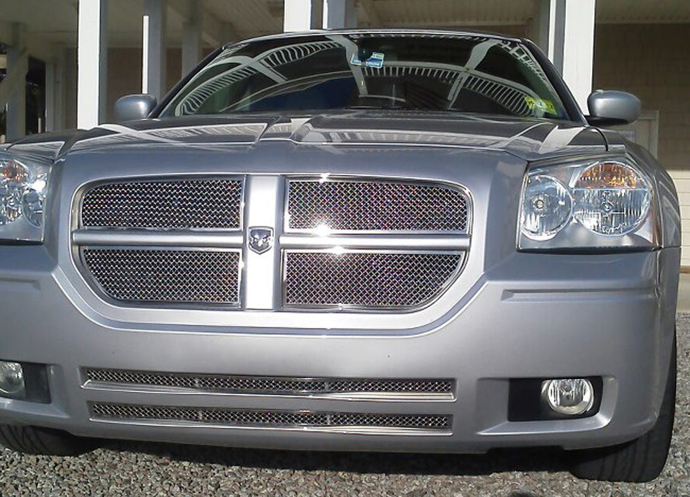 Polished Stainless Steel Mesh Grilles for 2005-2007 Dodge Magnum - Upper & Lower Grille Set (1.8mm) - Durable & Stylish Car Grille Upgrade for Enhanced Vehicle Appearance