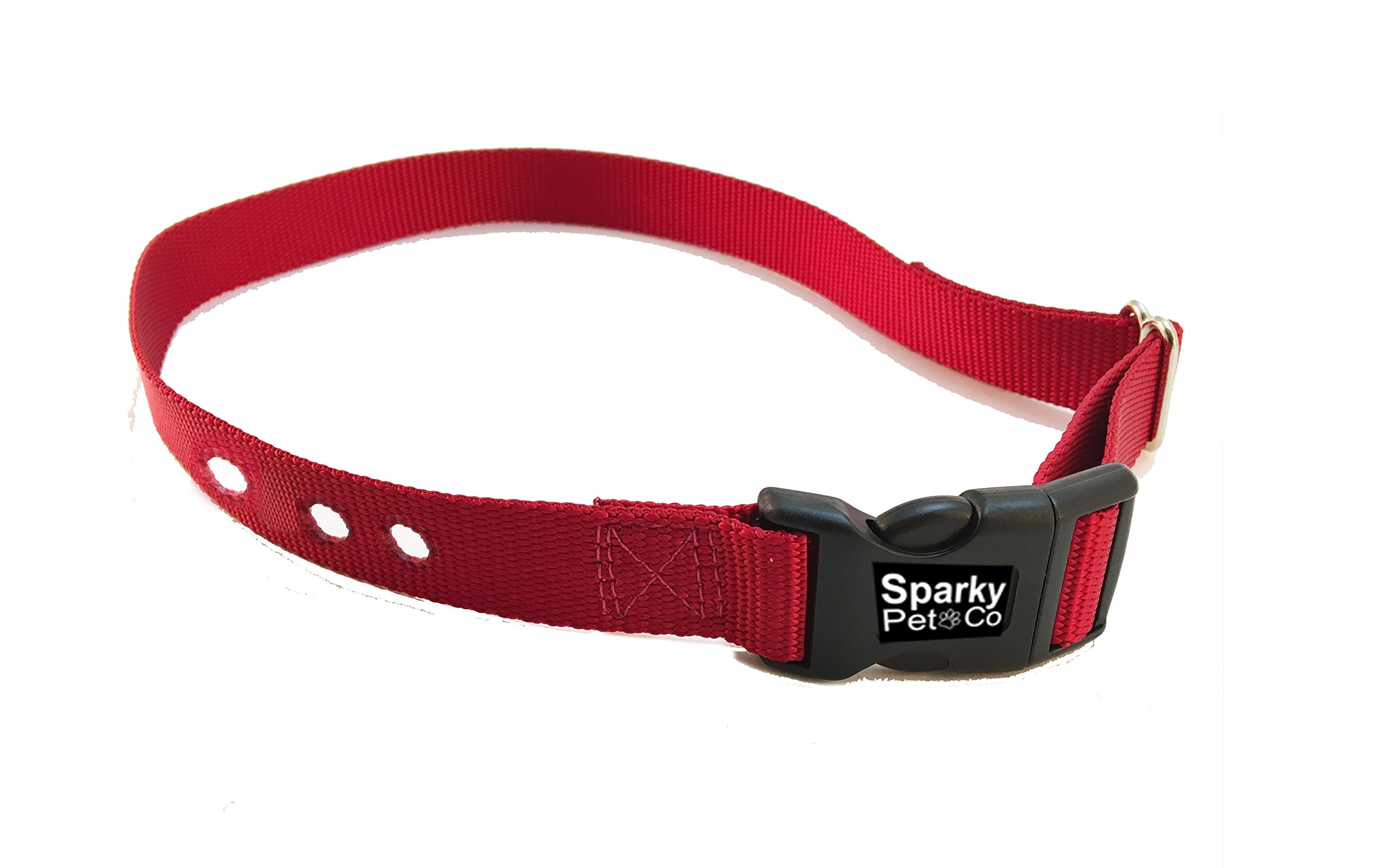 Sparky Pet Co Heavy Duty 1 Inch Red 3-Hole Replacement Dog Collar Strap for Large Dogs - Durable Nylon Pet Accessory for Walking, Training & Outdoor Adventures