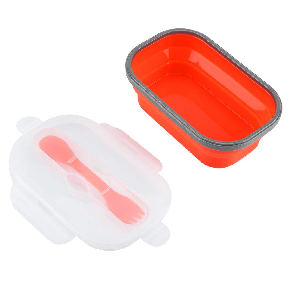 Collapsible Silicone Lunch Box - BPA-Free, Leak-Proof & Portable Food Container for School, Work, Office, Picnic & Travel - Space Saving Design (Red) - Perfect for Meal Prep, Camping & On-the-Go Lifestyles