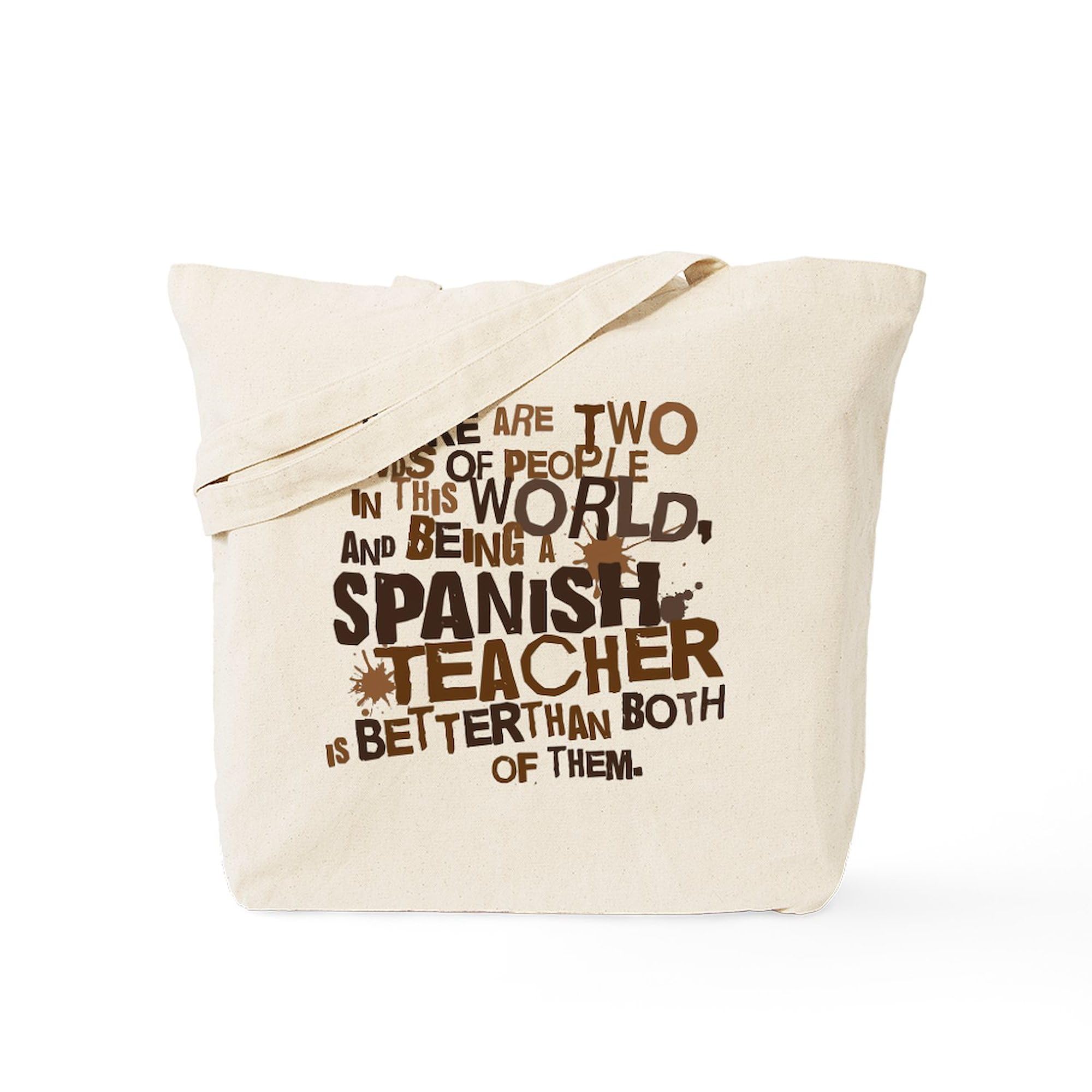 Funny Spanish Teacher Gift Tote Bag - Natural Canvas Reusable Shopping Bag for School, Work & Groceries