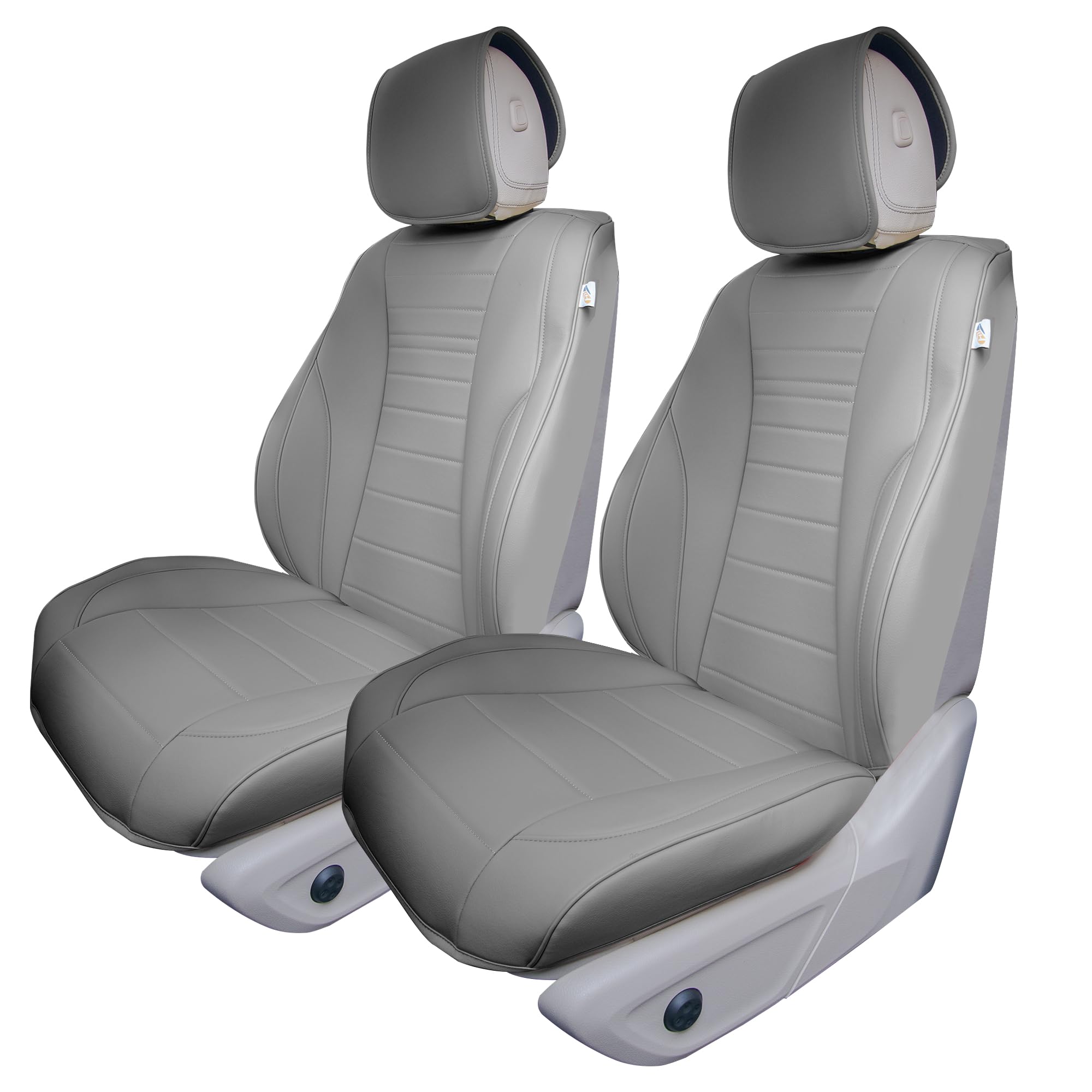 TLH Grande70 Luxe Faux Leather Gray Car Seat Cover Cushion - 2 Pack Waterproof Universal Fit Seat Covers for Cars, Trucks & SUVs | Sleek Pattern Design | Perfect for Daily Commute, Road Trips & Pet Protection