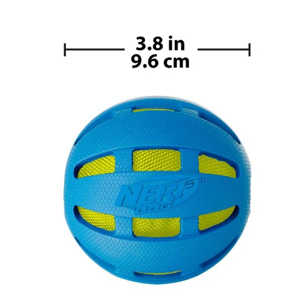 Nerf Dog 3.8in Rubber Ball - Blue with Green Bag for Fetch Play