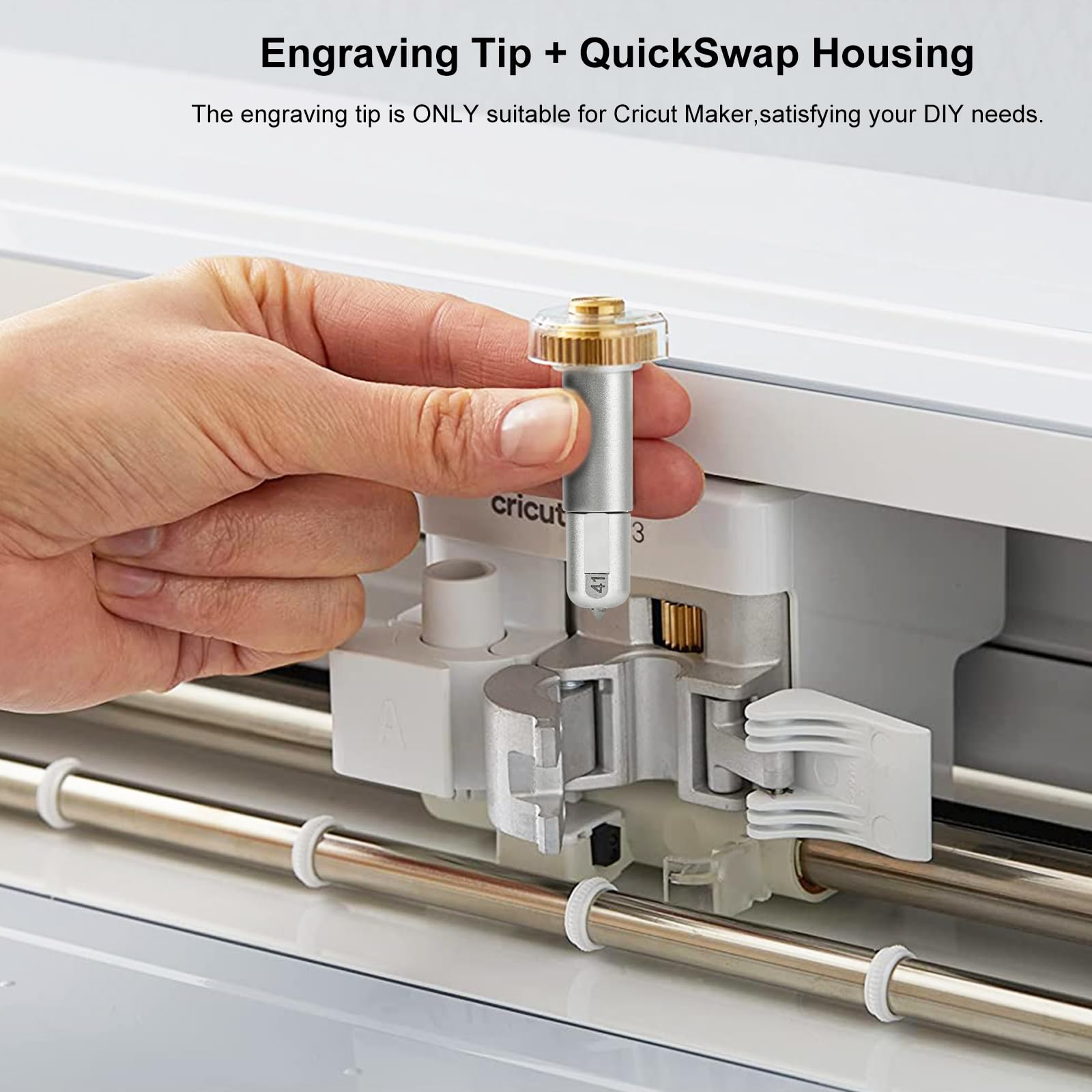 Premium Tungsten Steel Engraving Tip with QuickSwap Housing for Cricut Maker 3/4 & Maker – Compatible with Cricut Accessories – Perfect for Glass, Acrylic, Metal Engraving – DIY Crafts, Personalized Gifts & Home Decor Projects