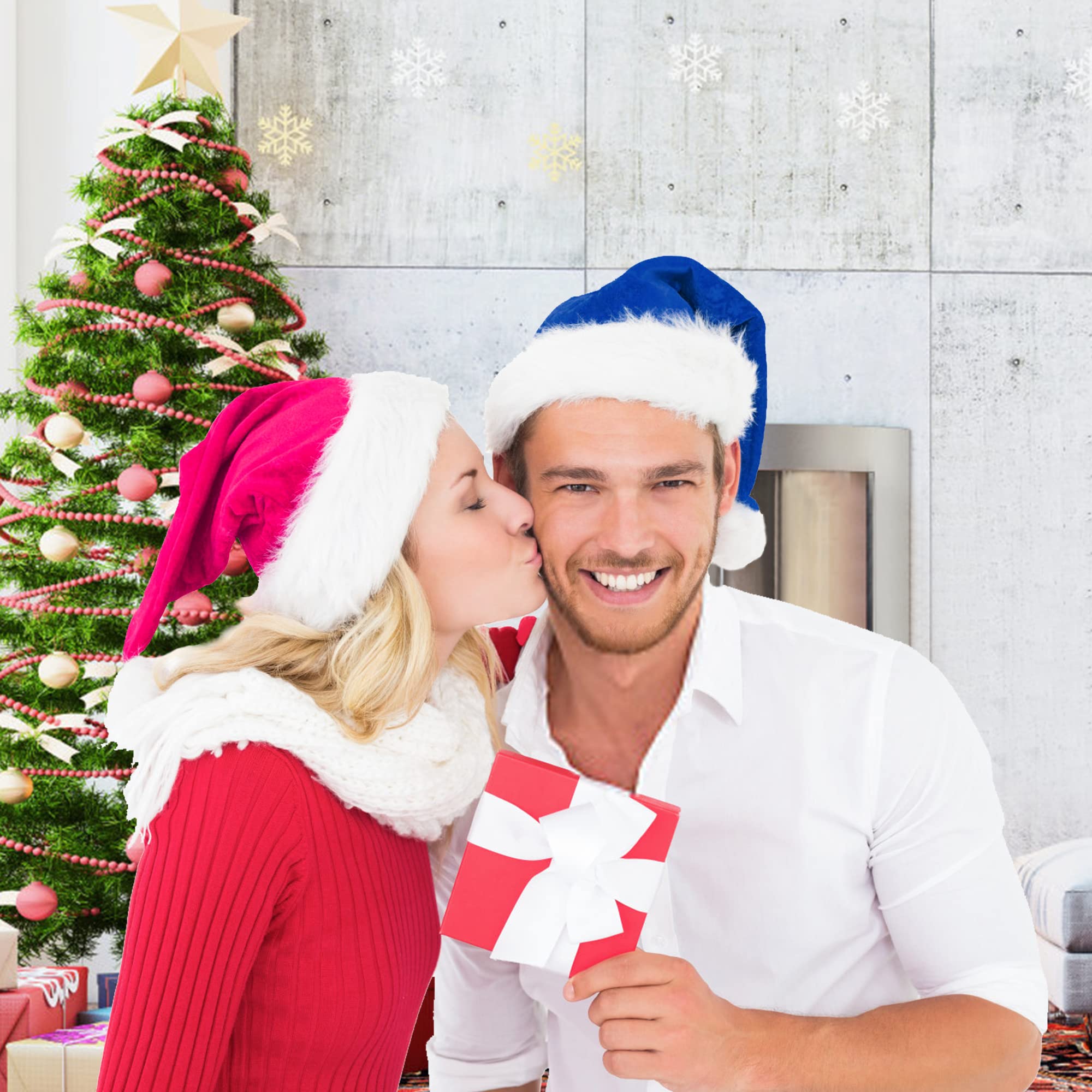 Festive Santa Hats for Adults - Soft Velvet Unisex Christmas Hats for Holiday Parties, New Year Celebrations & Christmas Decorations - Perfect for Xmas Photos, Office Parties & Family Gatherings