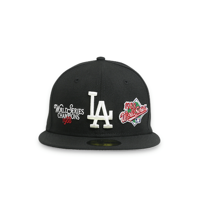 LA Dodgers World Series Black Fitted Hat for Men - Official MLB Baseball Cap for Sports Fans & Streetwear Fashion
