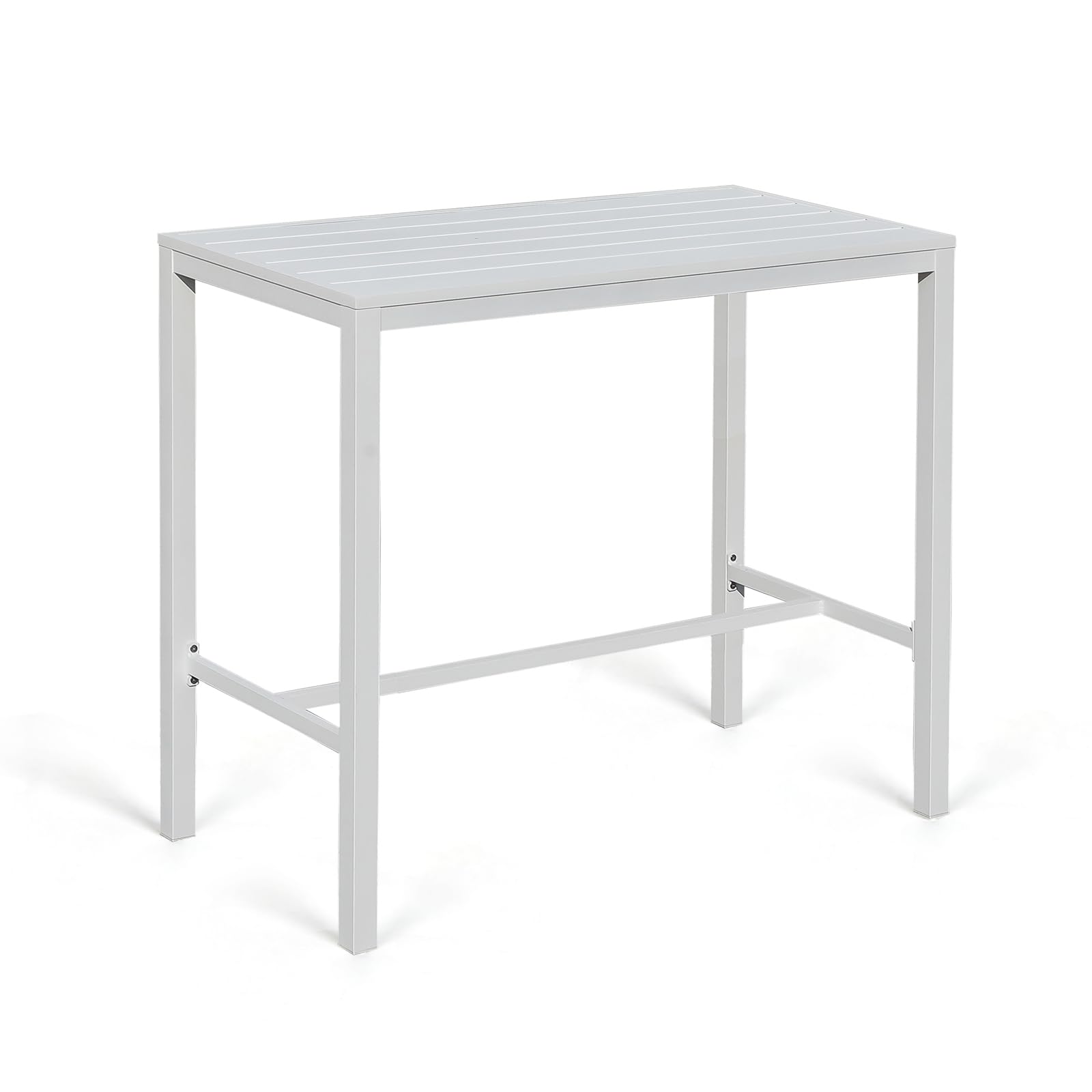 All-Aluminum High Top Pub Table - Soleil Jardin Rectangular Bar Table for Indoor & Outdoor Use | Easy Assembly & Low Maintenance White Bistro Table | Perfect for Patio, Deck, Garden & Restaurant Dining