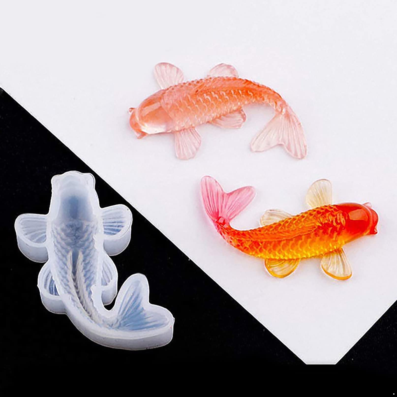 YiZYiF 2-Pack Reusable Silicone Resin Molds - Koi Fish Shaped Epoxy Casting Molds for DIY Crafts, Candles, Soap Making & Jewelry (White, One Size) - Perfect for Home Decor, Gift Making & Creative Projects
