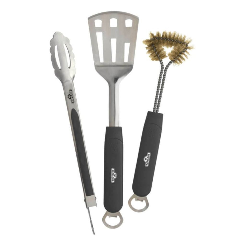 Napoleon 70024 3-Piece Stainless Steel BBQ Grill Tool Set with Spatula, Tongs & Fork - Perfect for Backyard Grilling, Camping & Outdoor Cooking