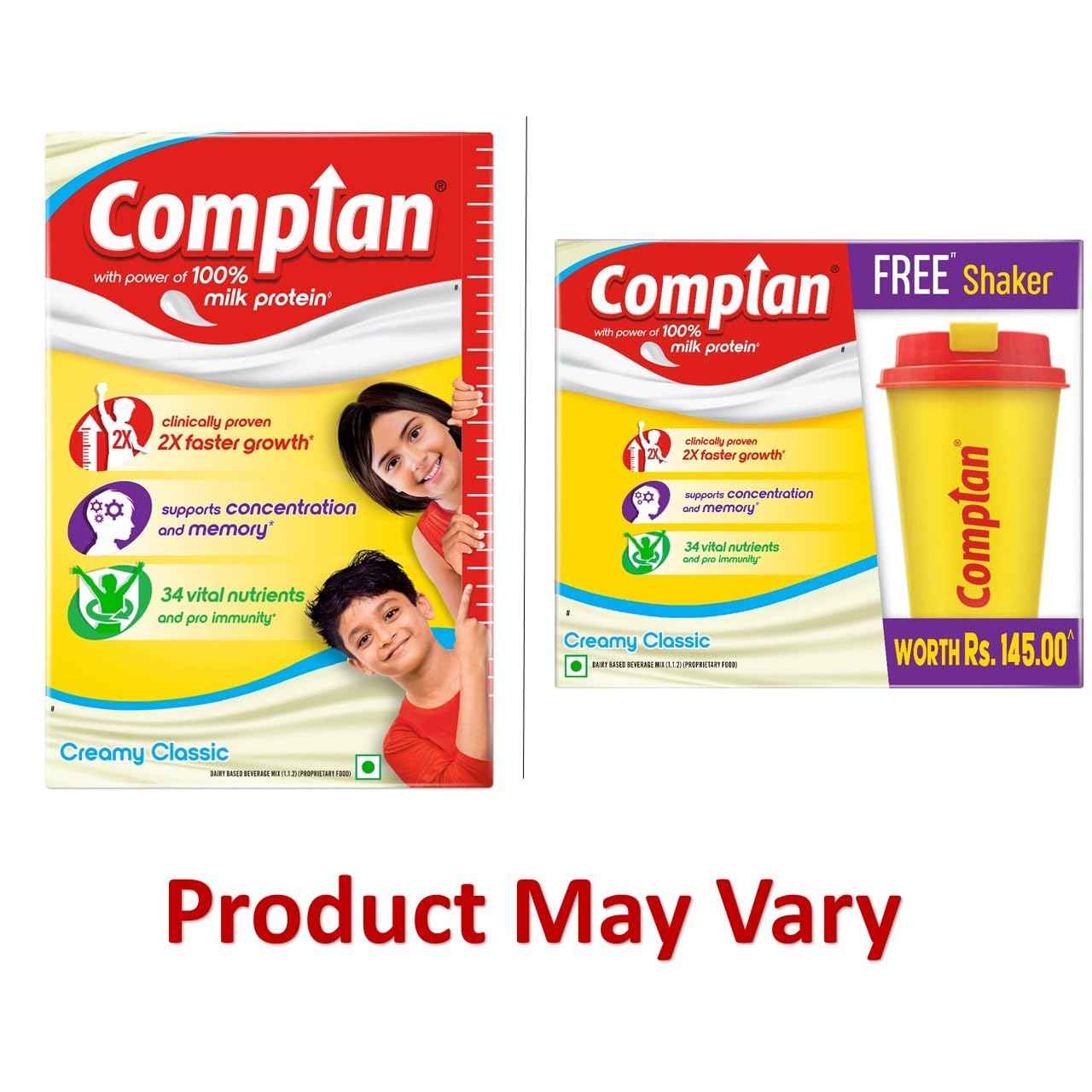 Complan Kids Nutrition Drink Powder - Creamy Classic Flavor, 500g Carton | High Protein & 34 Essential Vitamins for Child Growth | Perfect for Breakfast, School Lunch & After-School Snacks