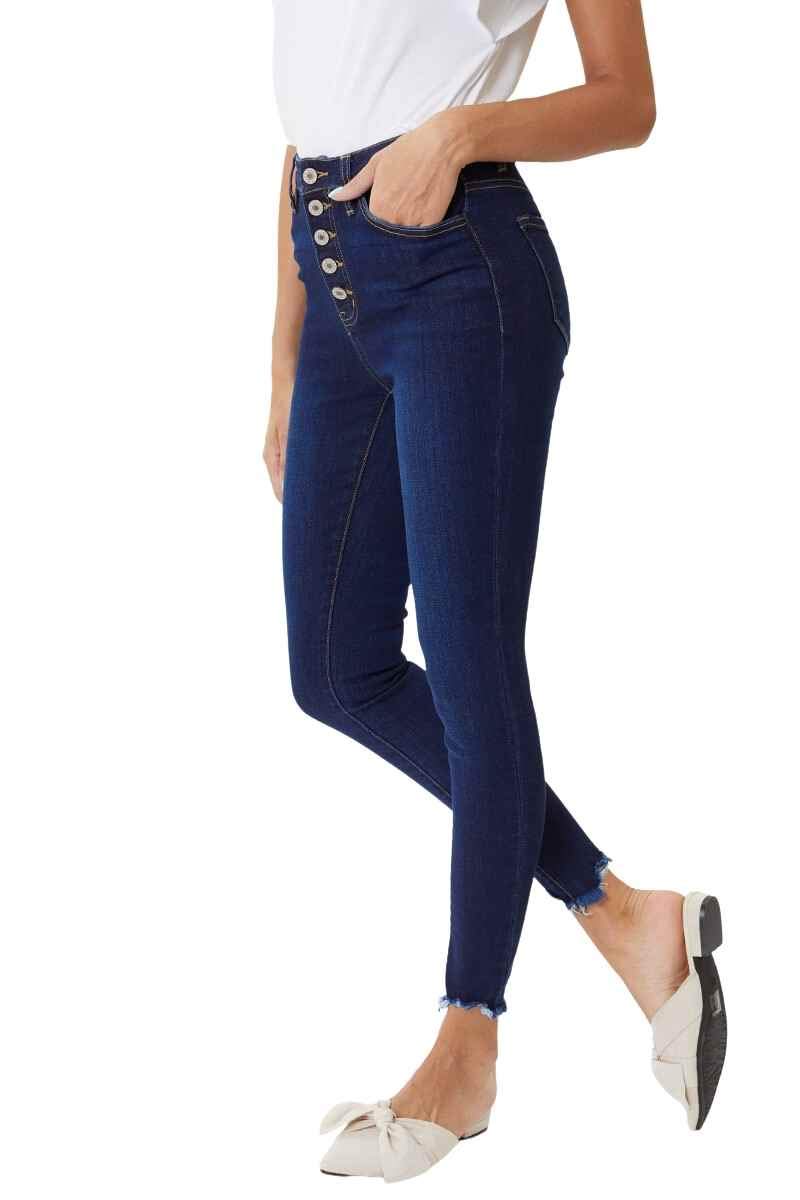 Kan Can Women's High Rise Button Fly Distressed Super Skinny Jeans - Stretch Denim Pants for Casual Wear, Night Out & Everyday Fashion