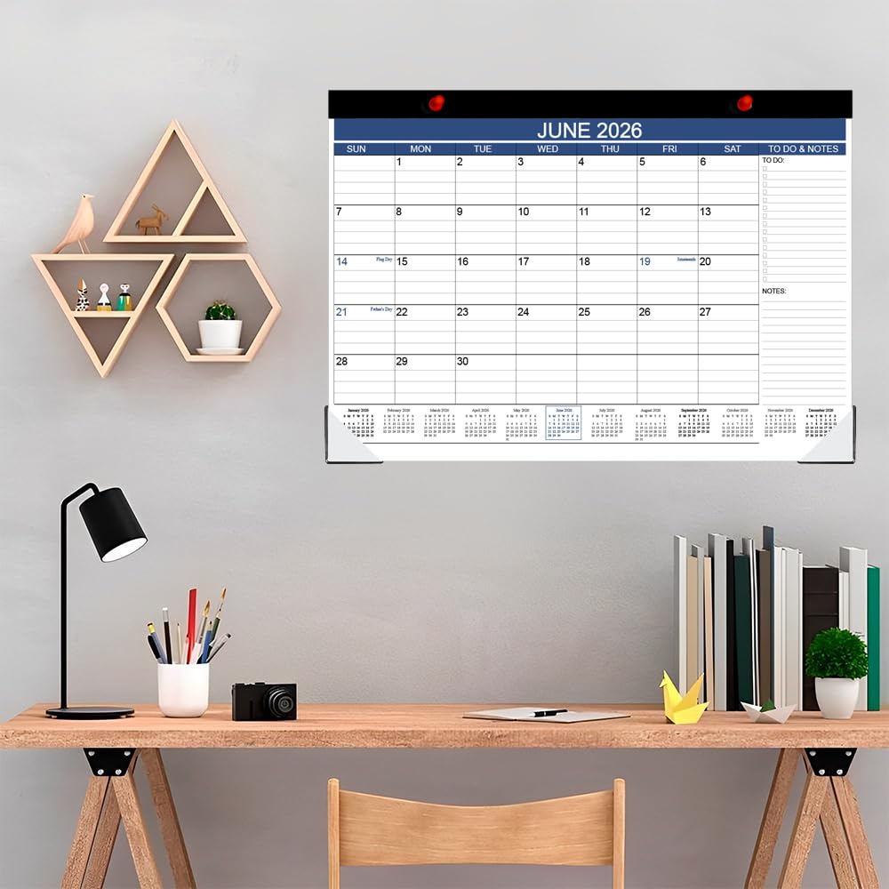 2025-2026 Desk Calendar (March 2025 - June 2026) with To-Do List | 16 Monthly Pages | 17