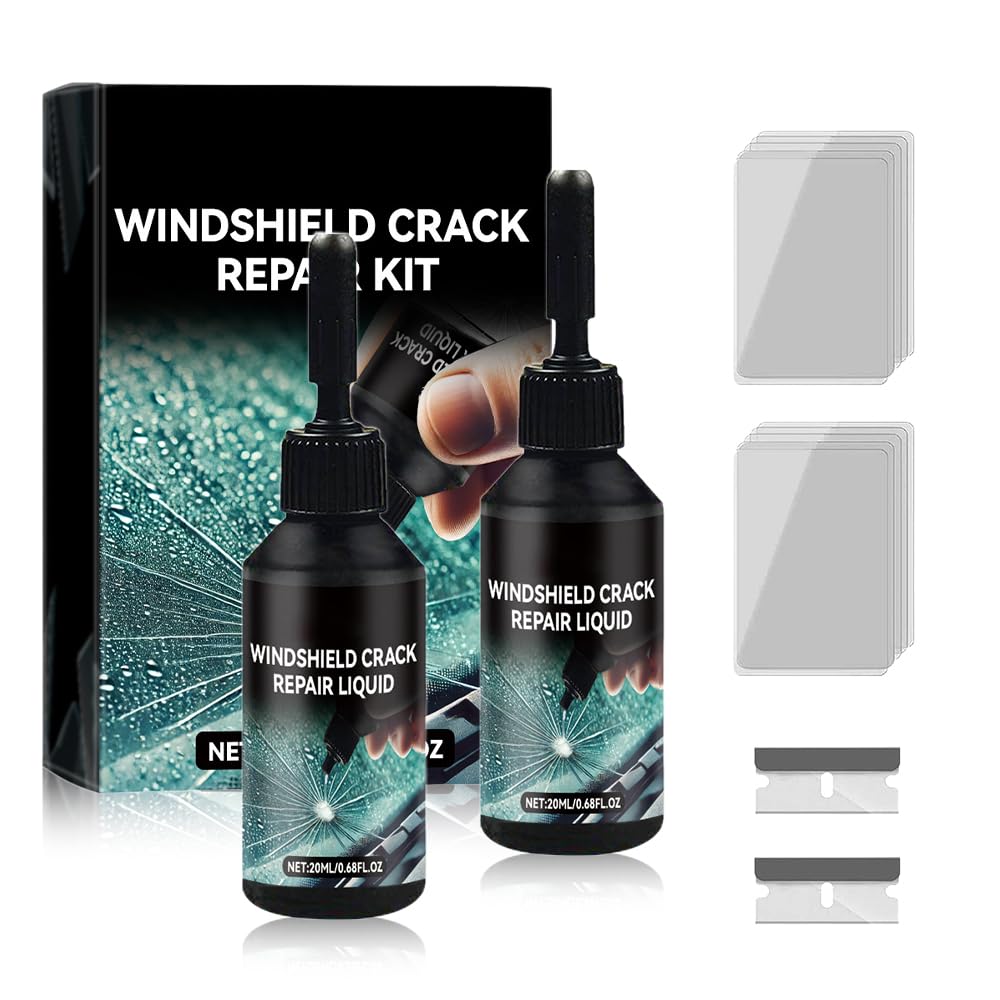 2025 Premium Windshield Crack Repair Kit - 2 Sets, Fast-Acting Glass Repair Fluid for Cars & Trucks, DIY Automotive Windscreen Fix Tool - Perfect for Road Trips, Daily Commutes & Emergency Repairs