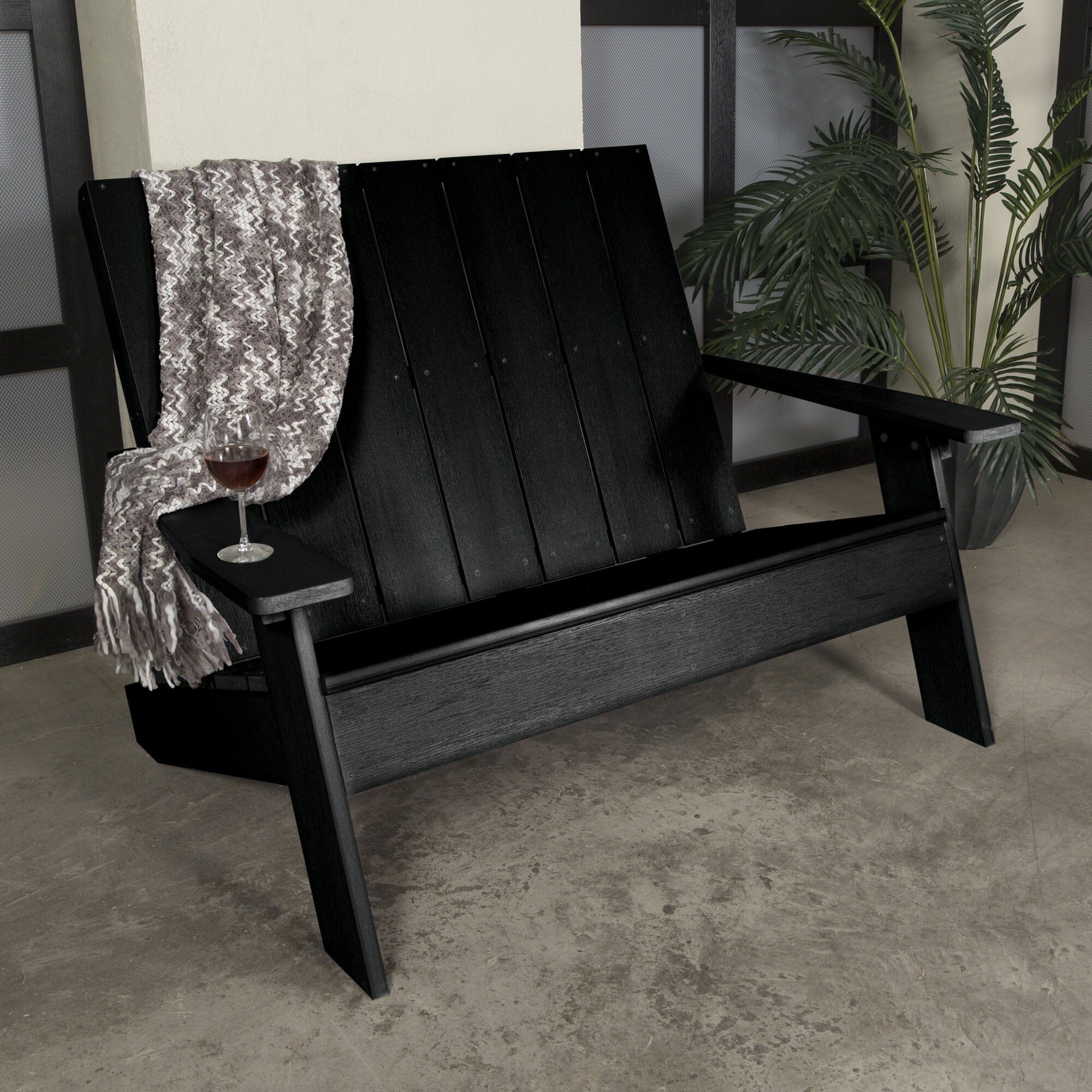 Refurbished Italica Modern Double Wide Adirondack Chair - Outdoor Patio Furniture for Garden, Poolside & Backyard Relaxation