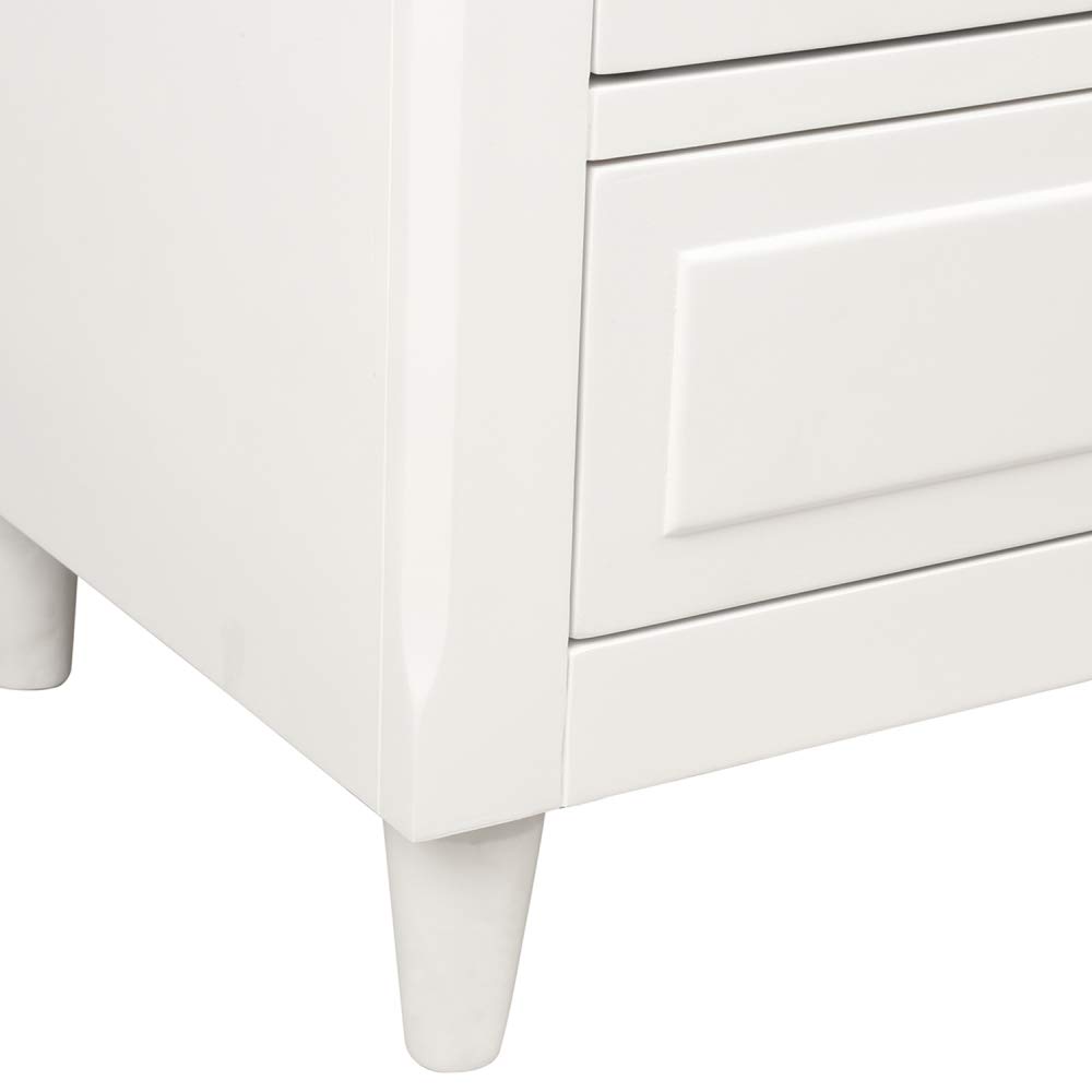 3-Drawer Wood Nightstand with Solid Wood Legs - White Bedside Storage Cabinet for Bedroom, Living Room & Home Furniture - Compact & Stylish Bedside Table for Small Spaces