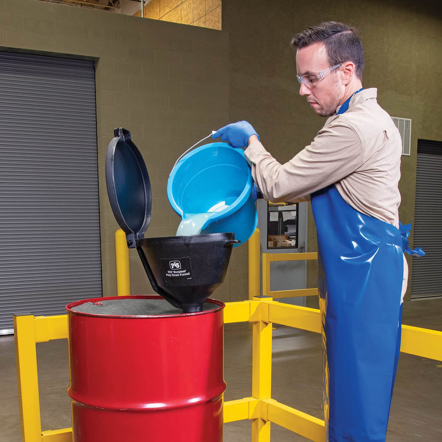 **PIG Drum Funnel – Burpless Poly Funnel for 30 & 55 Gallon Plastic or Steel Drums – 2