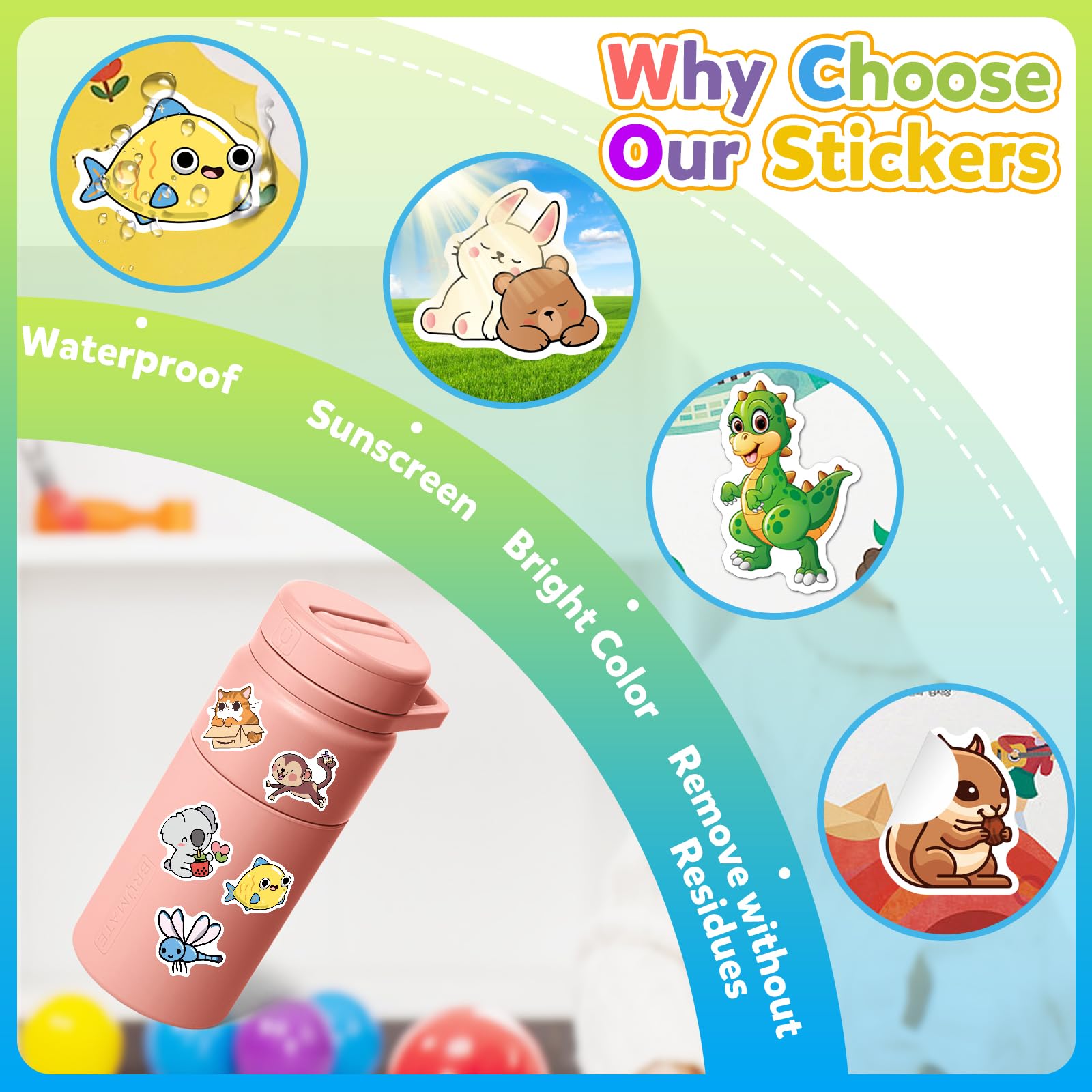 150 PCS Animal Dinosaur Stickers for Kids - Waterproof Vinyl Stickers for Water Bottles, Laptops, Tablets - Bulk Stickers for Girls, Boys & Teens - Perfect for School, DIY Crafts & Party Favors