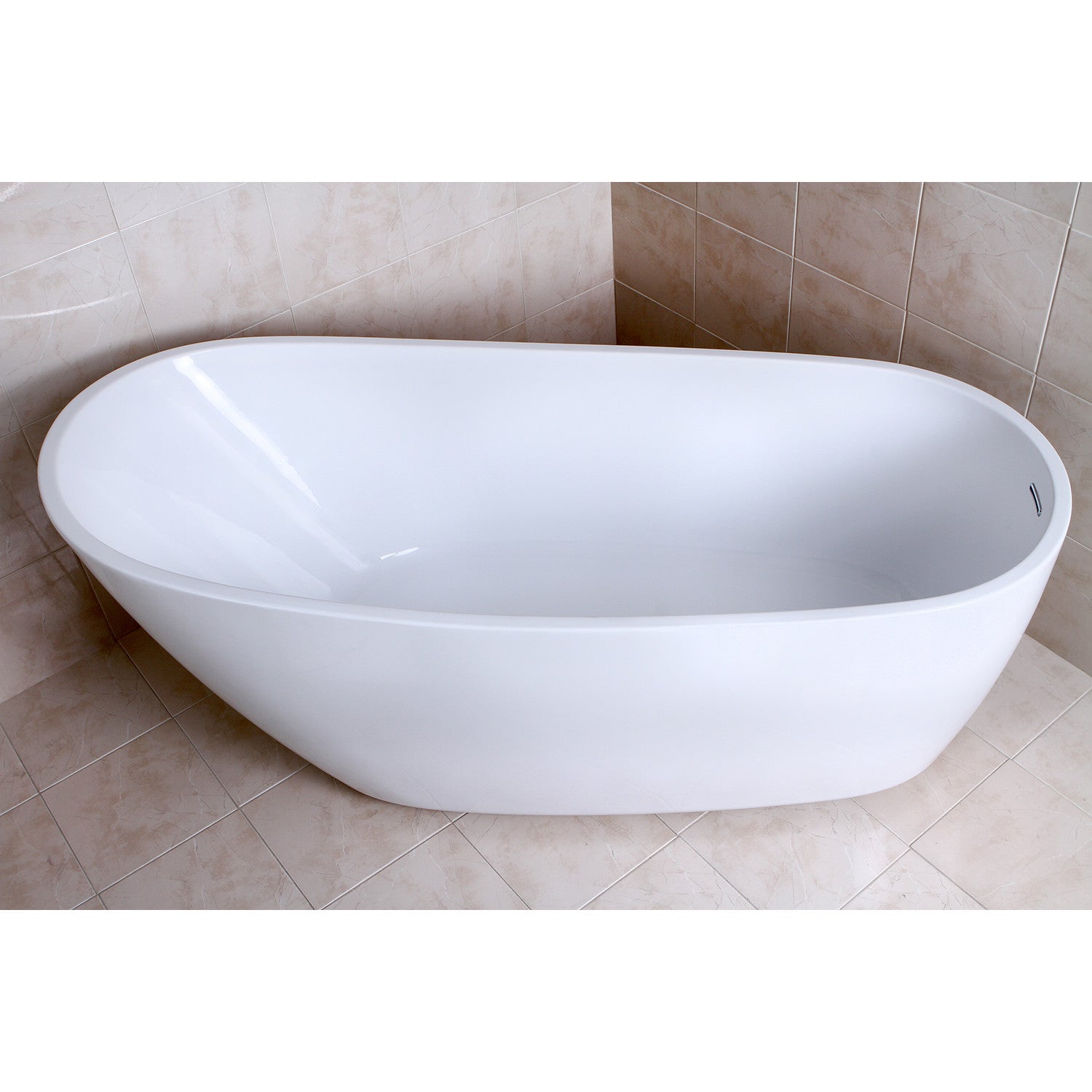 Aqua Eden 68 Inch Acrylic Oval Freestanding Bathtub - Glossy White Slipper Soaking Tub with Drain | Luxury Bathroom Upgrade for Spa-Like Relaxation at Home