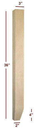 Small Shaker Island Leg with Tapered Foot - Solid Wood Furniture Legs for DIY Tables, Chairs & Cabinets - Perfect for Kitchen Islands, Dining Tables & Home Decor Projects