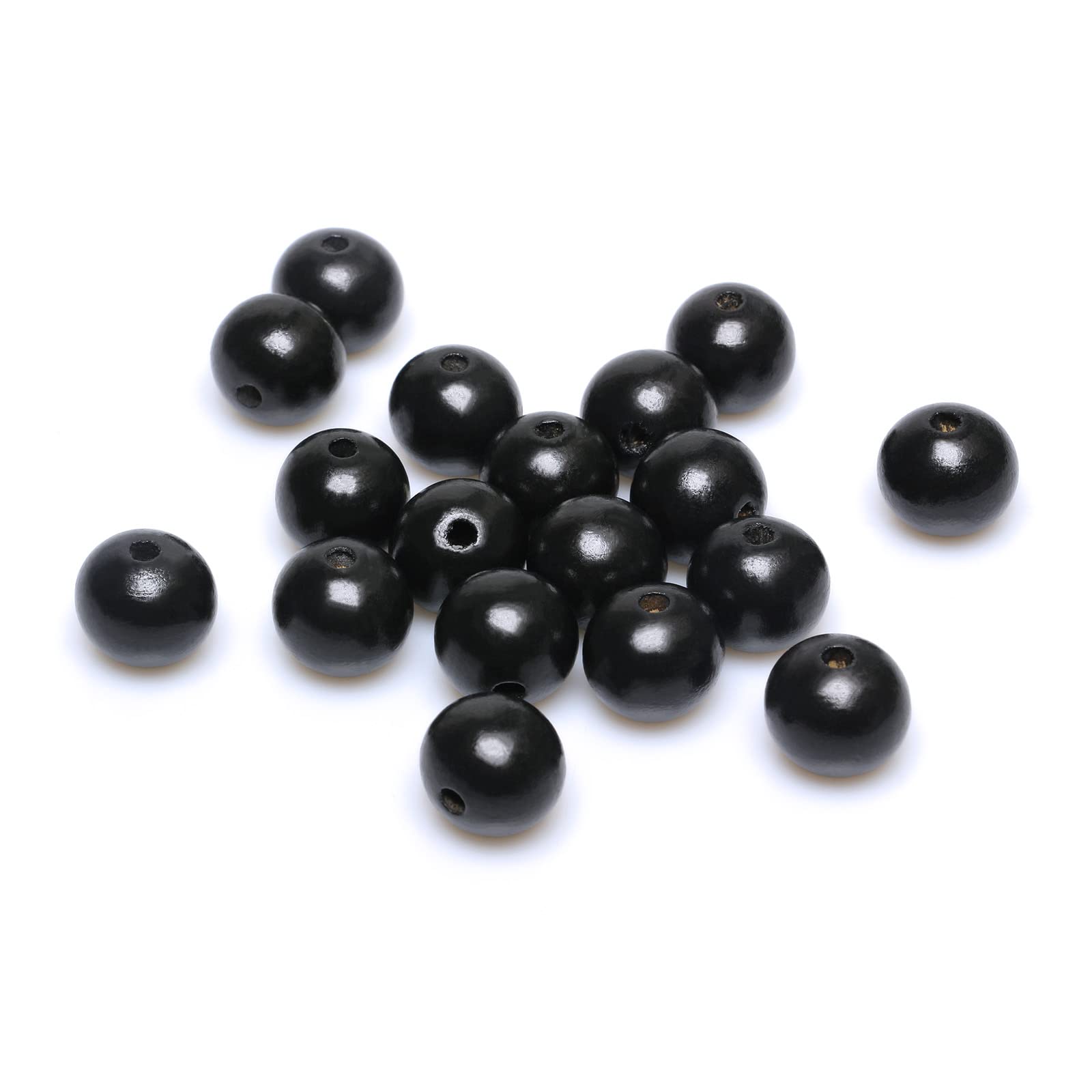 20mm Black Wooden Beads - Smooth Painted Spacer Beads for DIY Jewelry Making (100pcs, 4mm Hole) - Perfect for Necklaces, Bracelets & Craft Projects