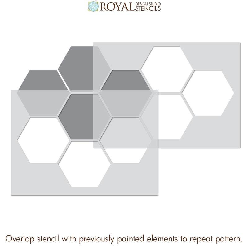 Premium Hexagon Tile Stencil for DIY Home Decor - Reusable Template for Wall, Floor, and Furniture Painting Projects