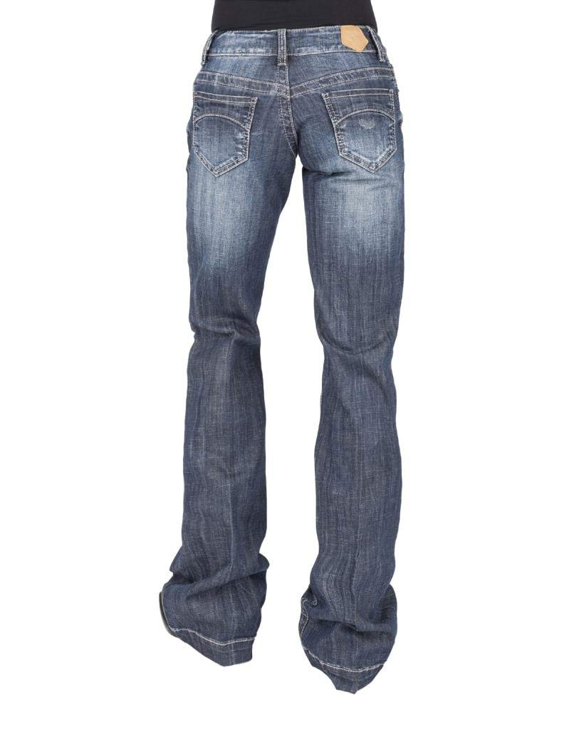 Tin Haul Women's Blue Cotton Blend Curved Hem Ella Jeans - Comfortable Stretch Denim Pants for Casual Wear & Everyday Outfits