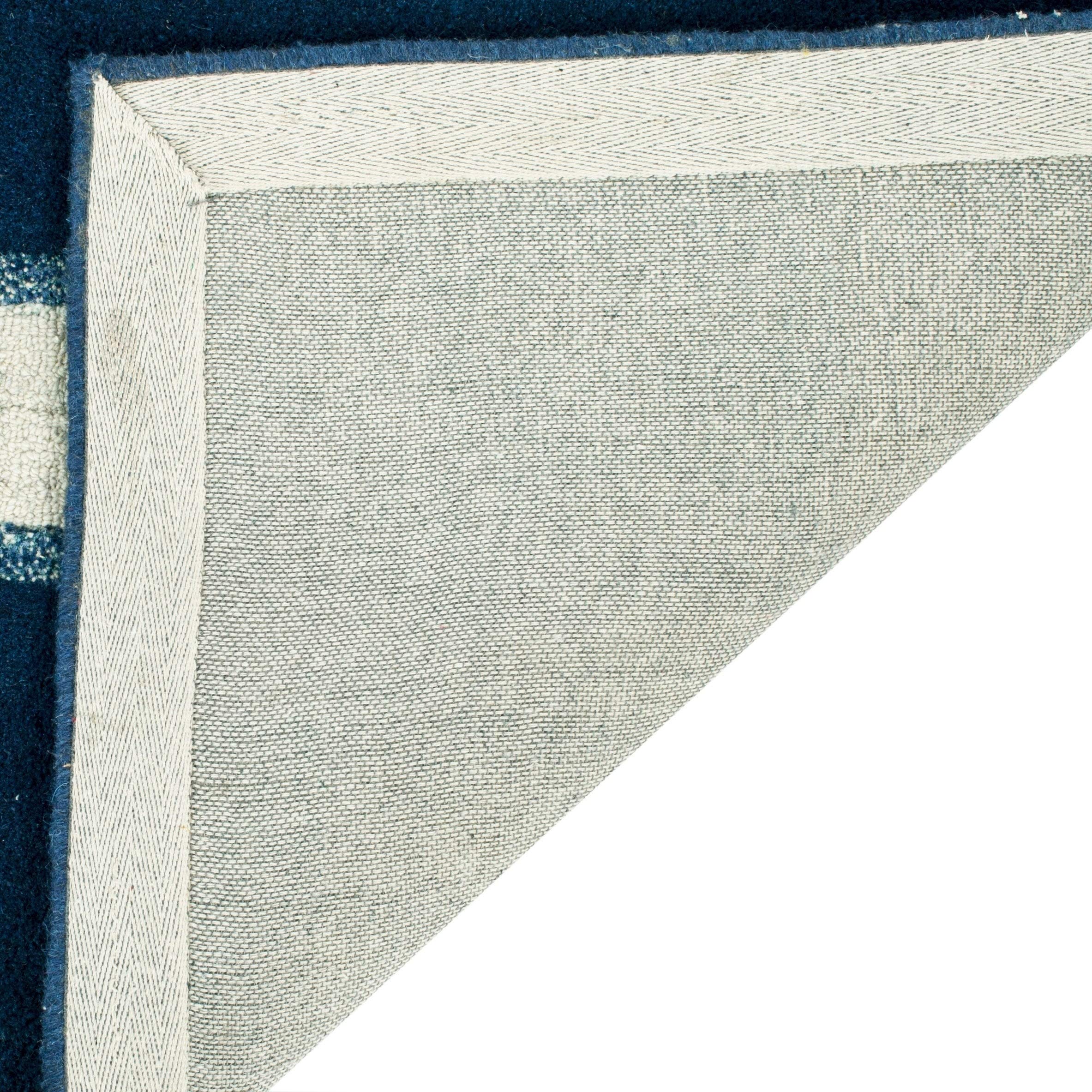 Martha Stewart Chalk Stripe Wrought Iron Navy Wool Viscose Area Rug 8x10 Feet - Soft Durable Living Room Bedroom Rug for Home Decor & Cozy Spaces