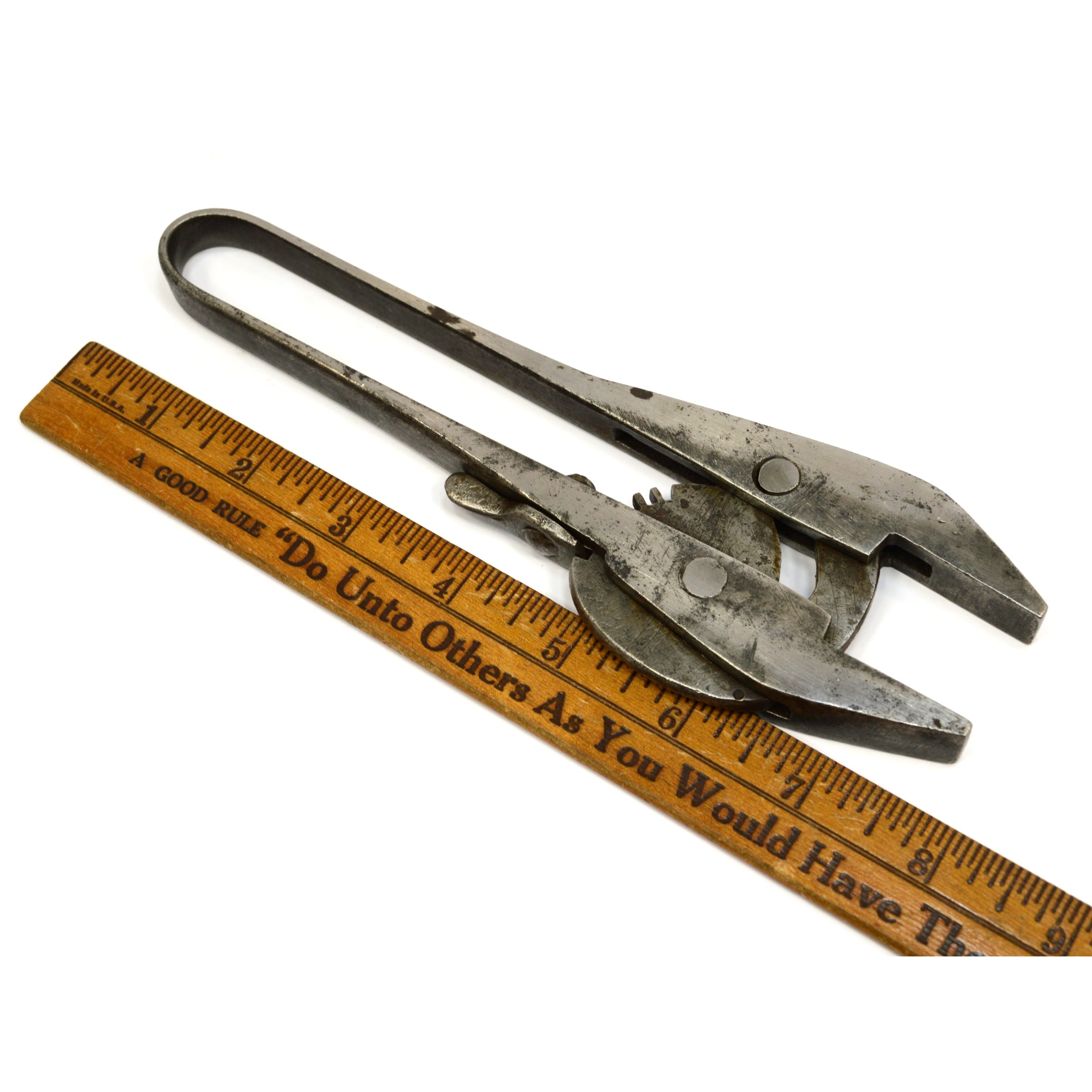 Vintage Adjustable Nut Wrench with Pivot Quick Adjust & Gear Wedge Lock - Rare Antique Tool for Collectors, DIY Projects, and Mechanical Repairs