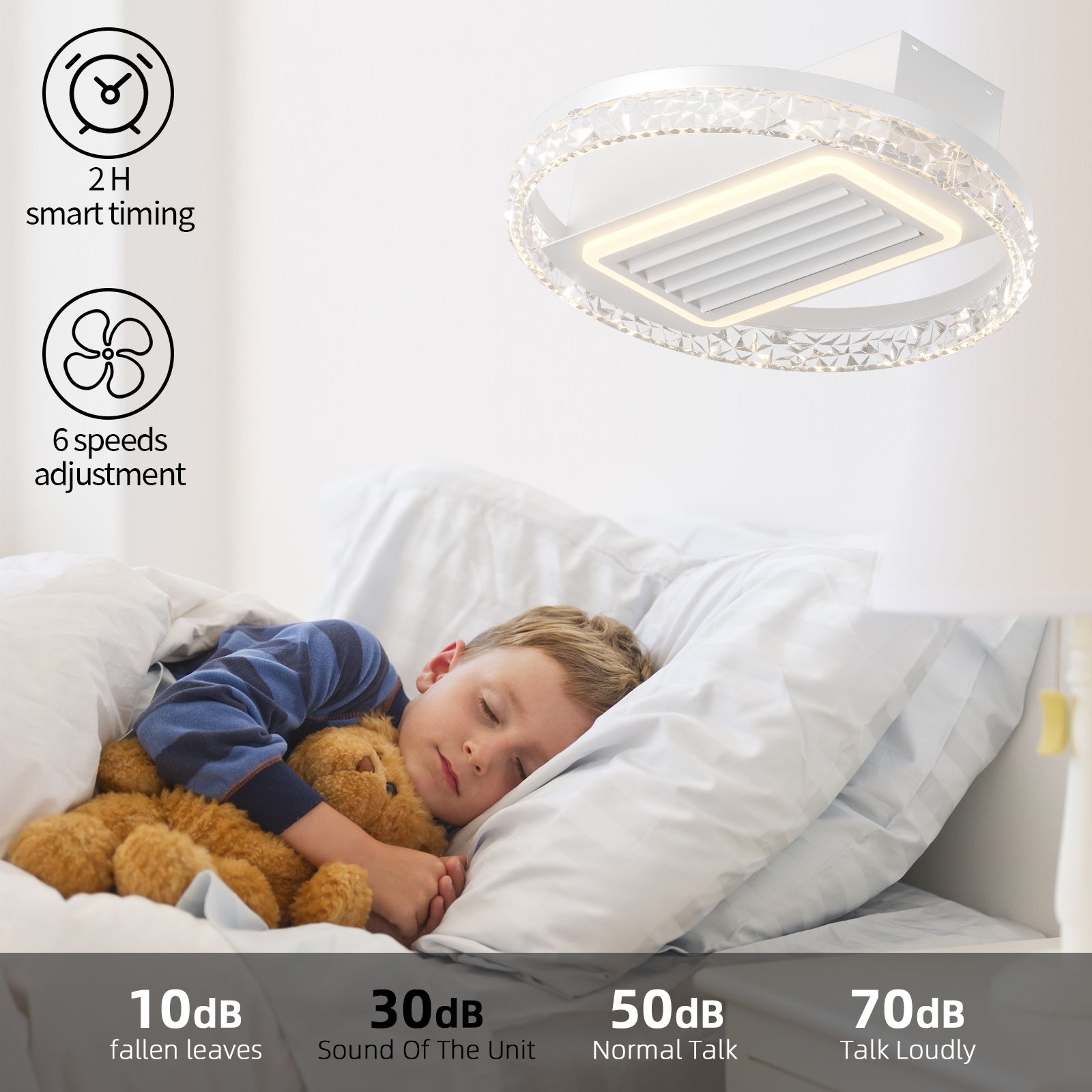 20 Inch Modern Leafless Ceiling Fan with Remote Control - Reversible Motor, Removable & Washable Blades - Perfect for Living Room, Bedroom, and Office Spaces