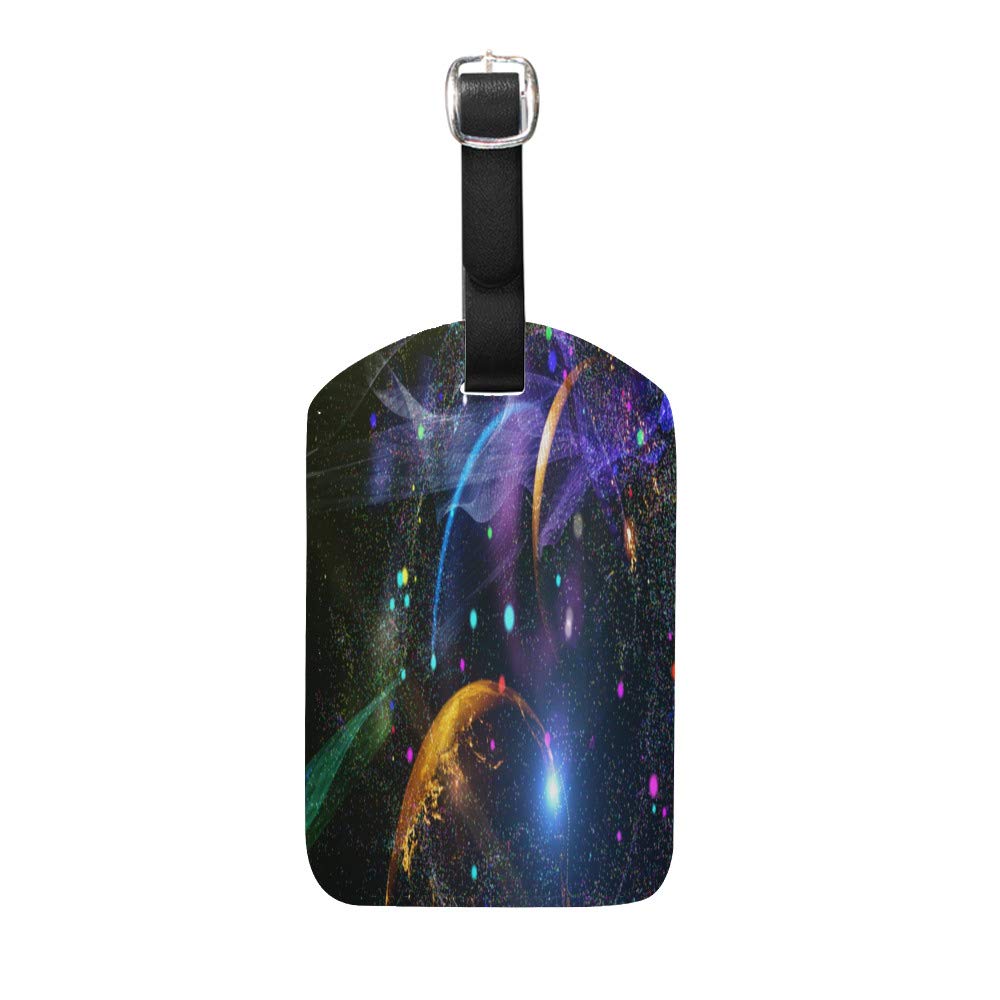 Abstract Colorful Star Pattern Glossy Leather Luggage Tag - Waterproof Suitcase ID Tag for Travel & Business, Perfect for Backpacks, Duffel Bags & Carry-Ons