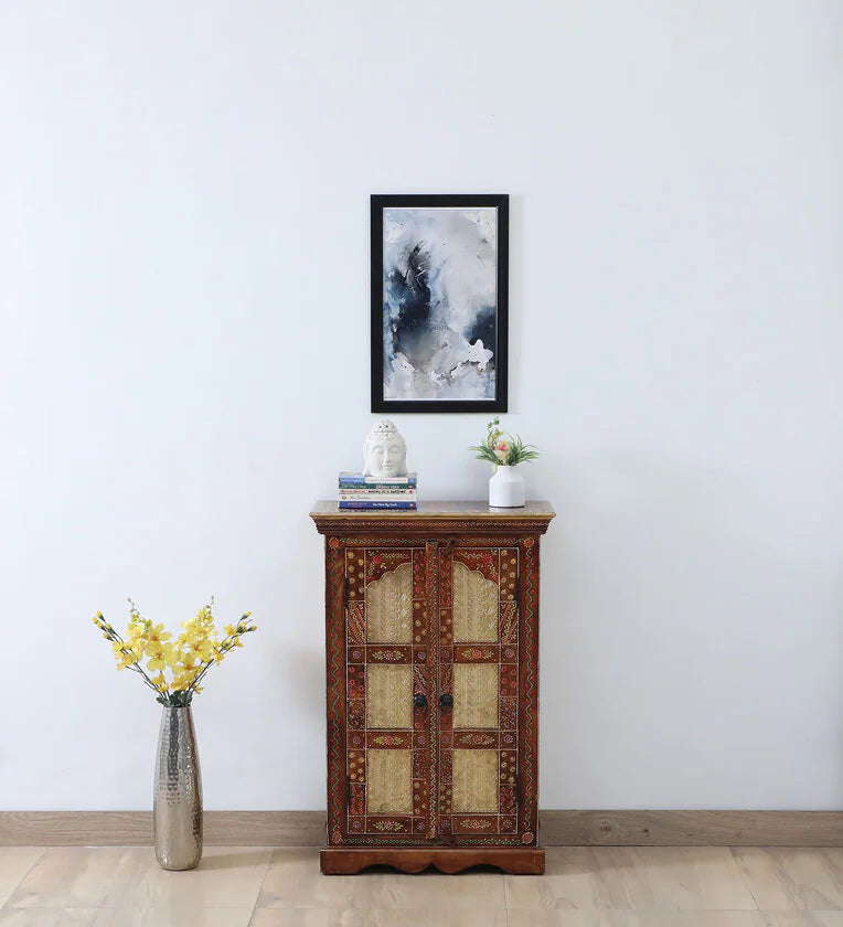 Hand Painted Solid Wood Cabinet - Multi Color Home Decor for Living Room, Bedroom & Kitchen Storage | Rustic Vintage Style Furniture for Home Organization