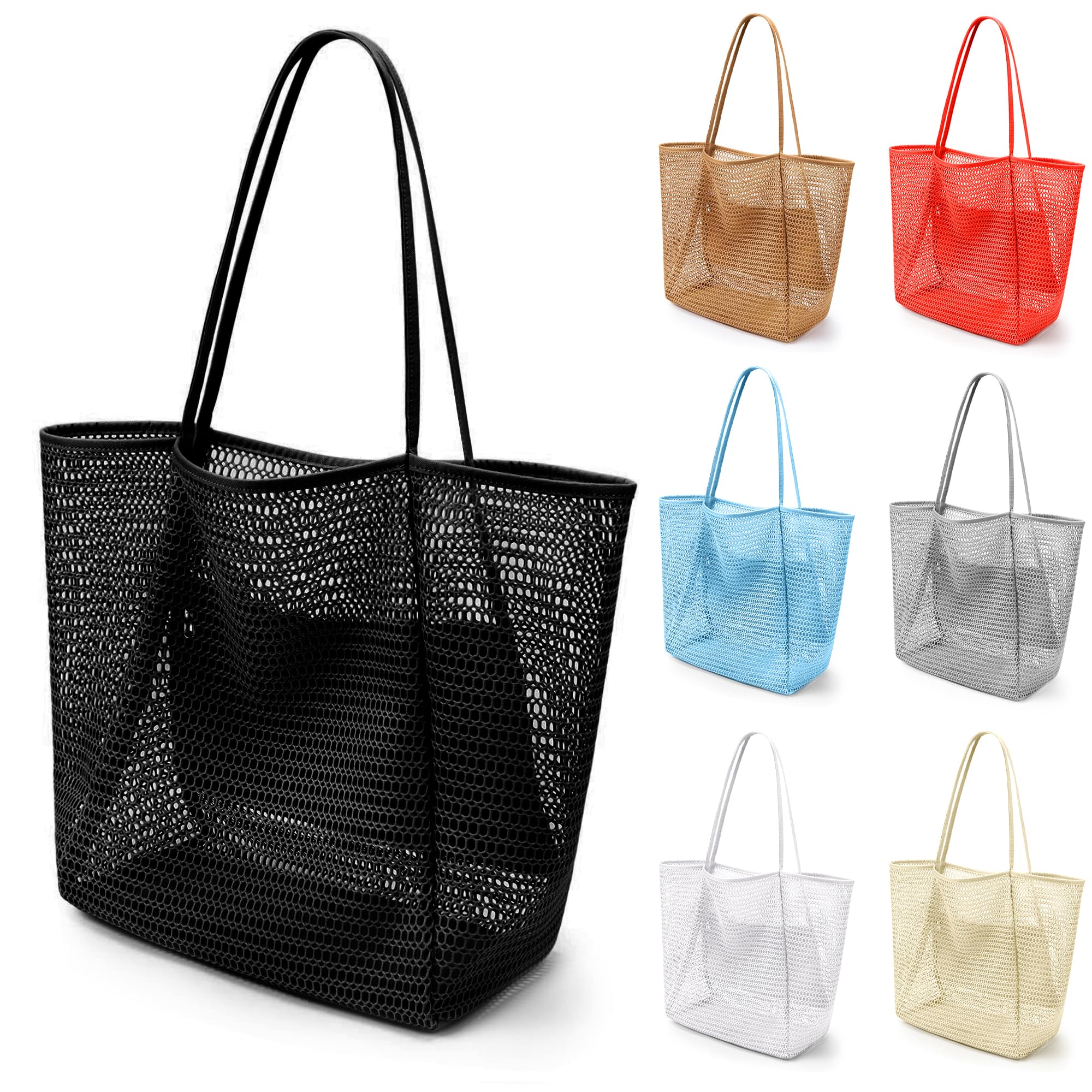 VOROLO Mesh Tote Beach Bag for Women - Fairycore Hobo Shoulder Bag, Soft Crochet Summer Casual Handbag | Perfect for Beach Trips, Picnics & Boho Fashion Outfits