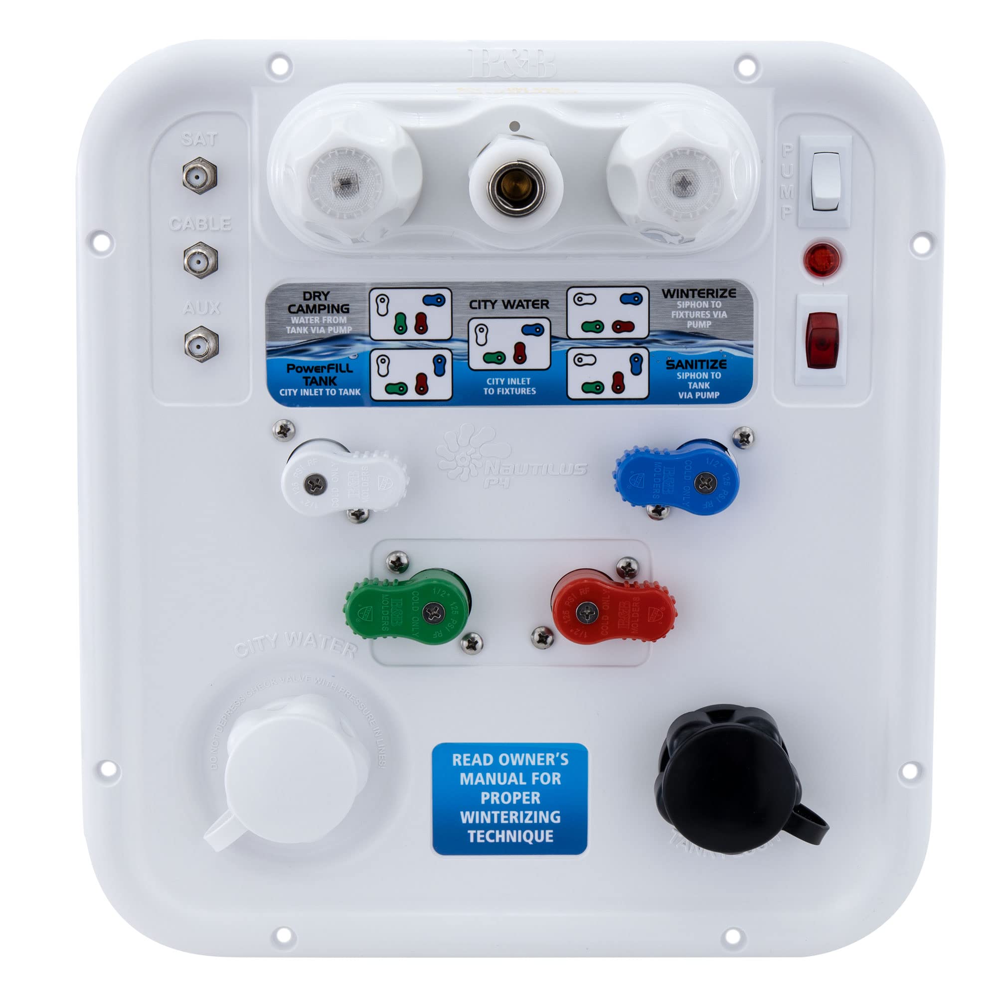 RecPro RV Water Management Panel | Nautilus P4 | 8-Function City Water Fill System with Install Kit | Made in USA | Perfect for RV Camping & Outdoor Adventures