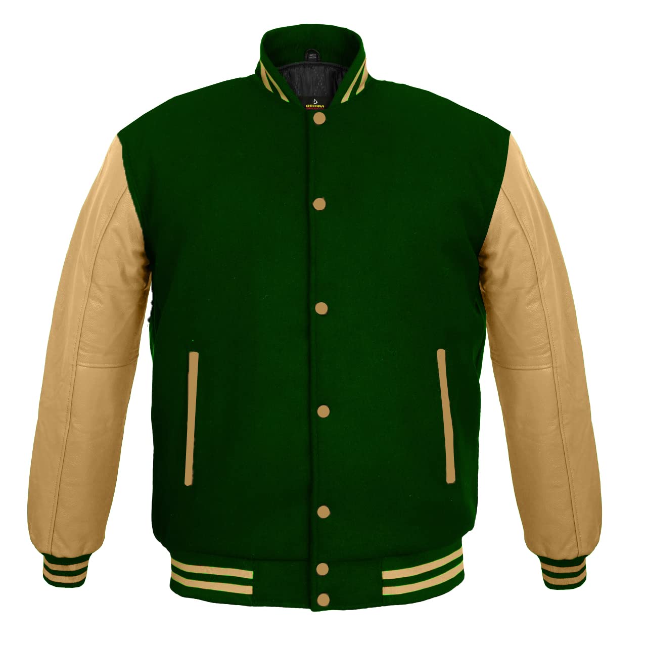 Genuine Leather Sleeve & Wool Blend Men's Varsity Jacket - Letterman College Style for Boys (XXS-5XL) | Perfect for School Spirit, Casual Wear & Sports Events