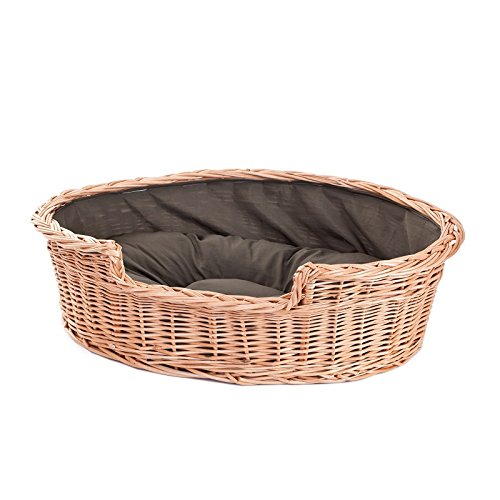 Electric Wicker Dog Basket - Willow Pet Bed for Small to Medium Dogs, Honey Yellow, 60 x 43 x 19 cm - Cozy Indoor/Outdoor Pet Bed for Home, Patio, or Travel