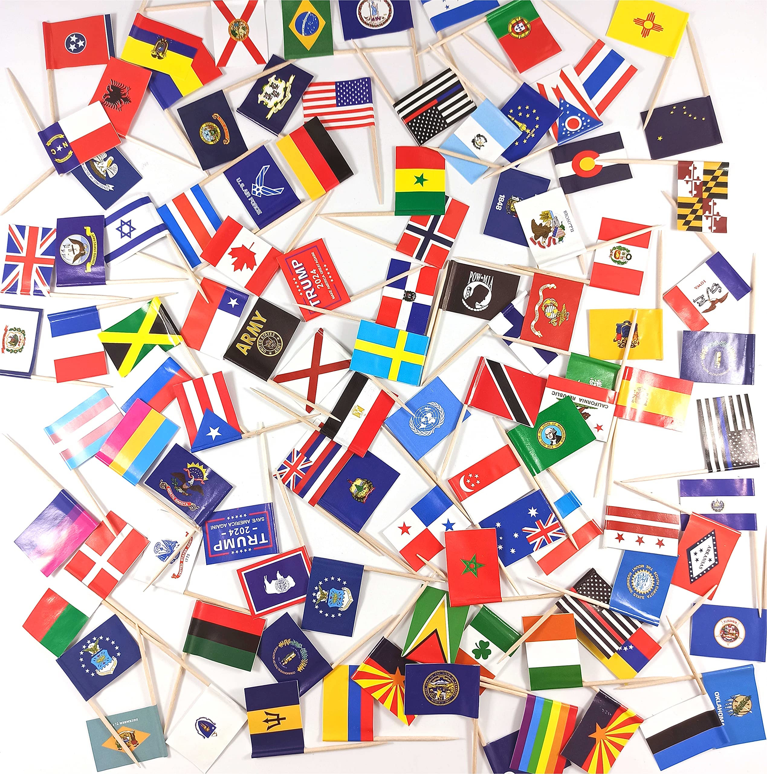 Mini New York Toothpick Flags - 100 USA & 100 NYC Cupcake Toppers for Party Decorations, Desserts & Cocktail Garnish