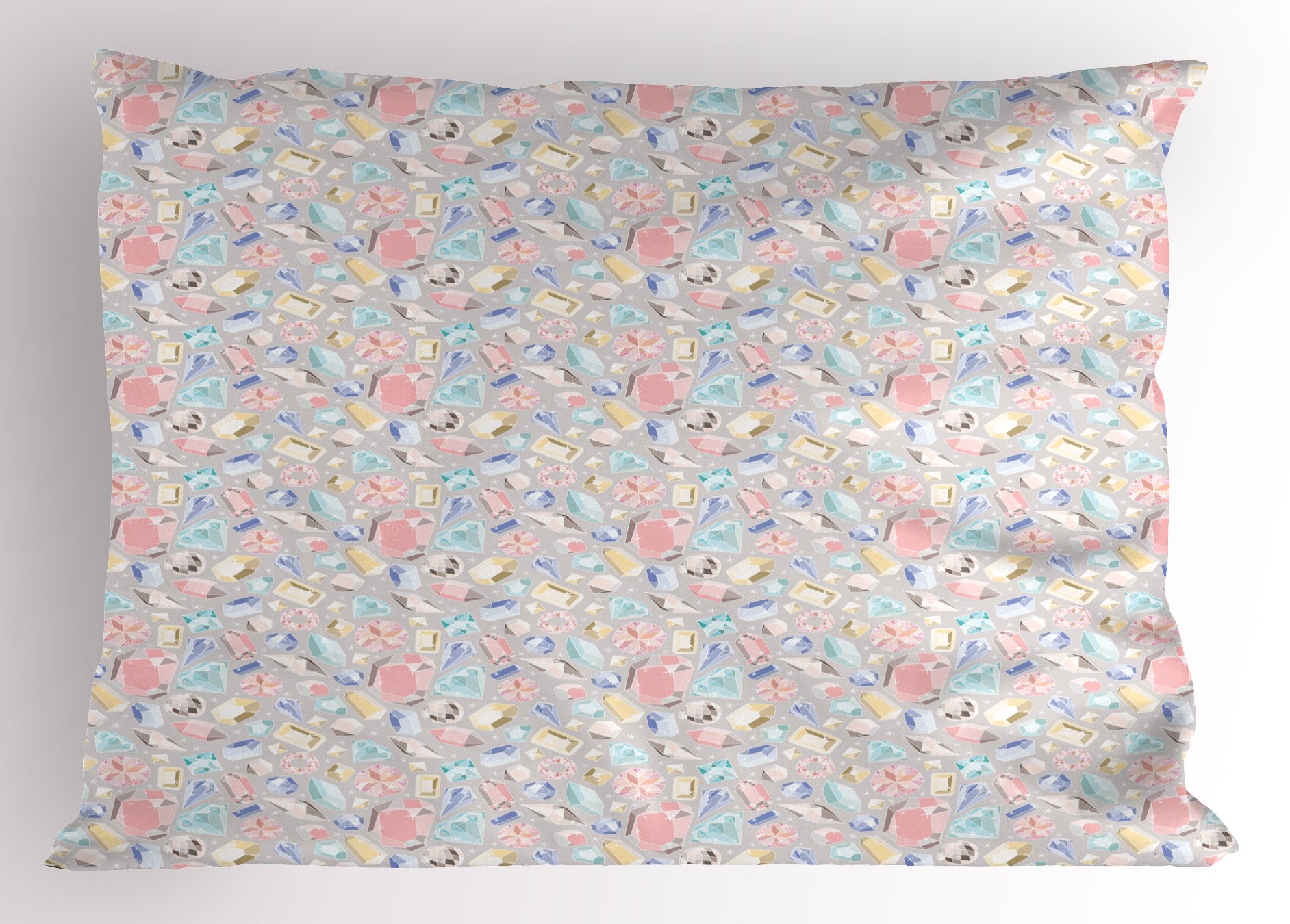 Ambesonne Diamond Pattern Pillow Sham - Pastel Square & Oval Feminine Design with Star Backdrop, Decorative Standard Size Printed Pillowcase (30