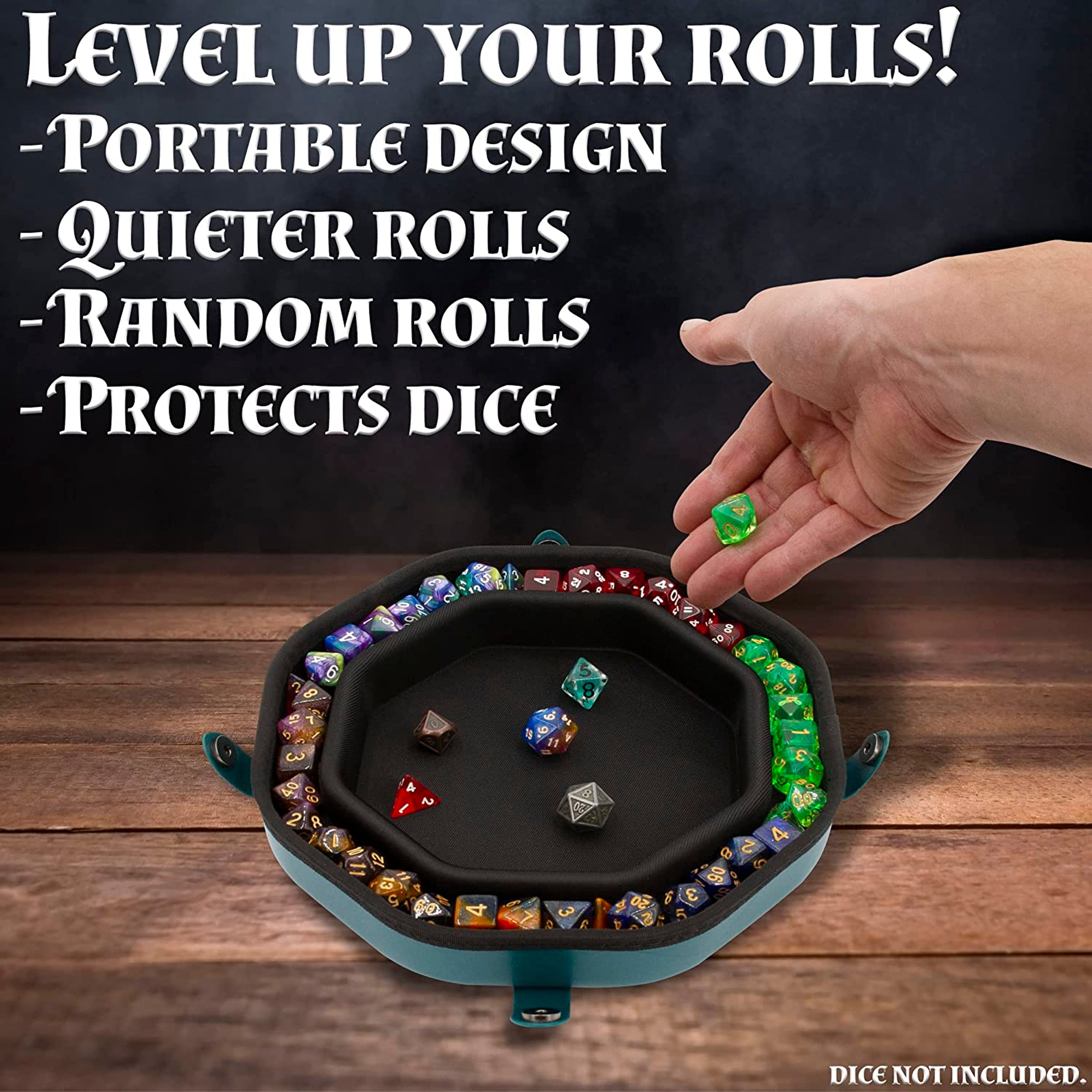CASEMATIX Dice Tray and Storage Case for 115 RPG Dice - Magnetic Snaps, Embossed Monster Design - Perfect for Dungeons & Dragons, Pathfinder, and Tabletop Gaming Sessions