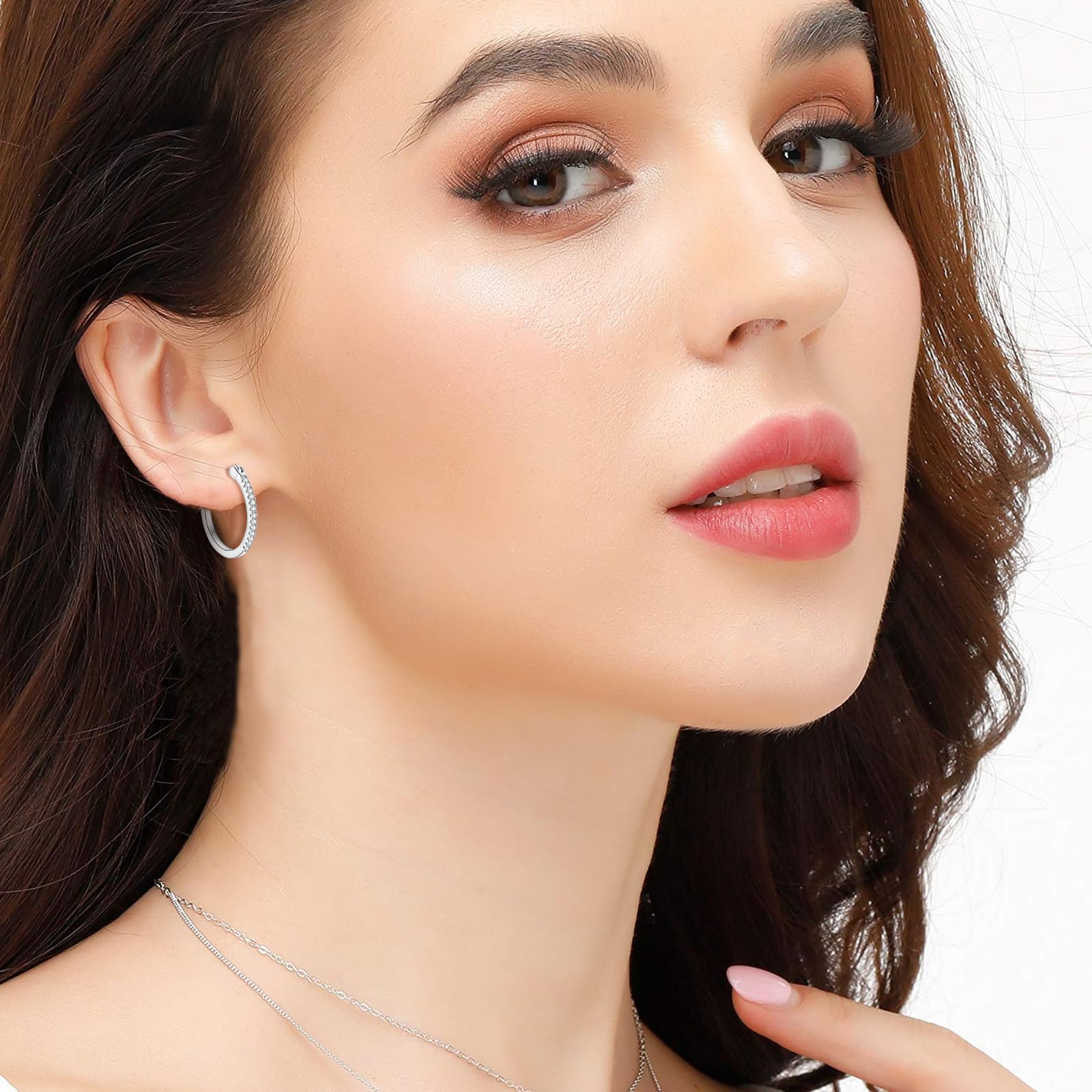 925 Sterling Silver Small Hoop Earrings for Women | Cubic Zirconia Hinged Hoops | Valentine's Day & Birthday Gifts | Everyday Wear & Special Occasions