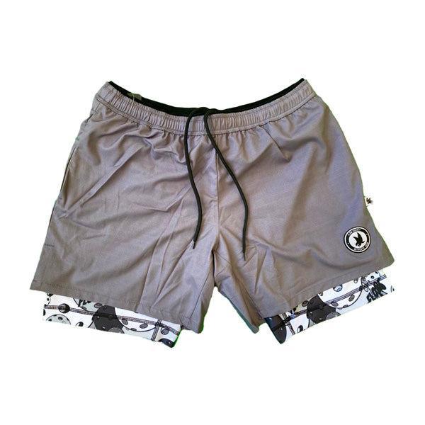 Men's 2-in-1 Compression Shorts - Solid Charcoal Motley 7