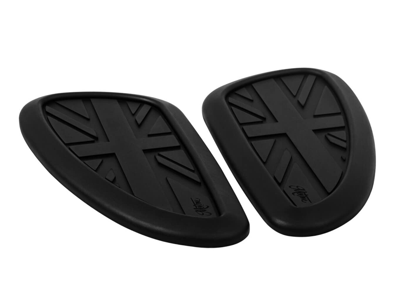 Gas Tank Knee Pads - Union Jack Design - Black - Heavy Duty Motorcycle Riding Protection for Cruisers & Touring Bikes