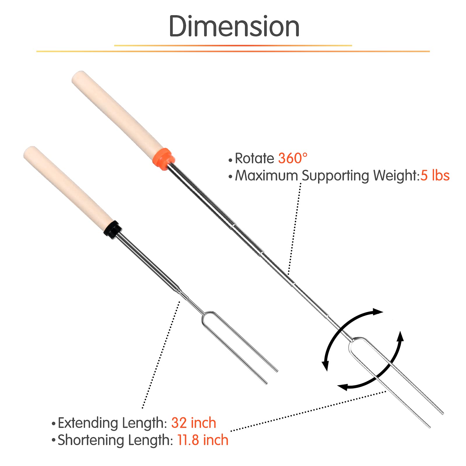 **Premium 32-Inch Extendable Marshmallow Roasting Sticks with Wooden Handle – 8-Pack Telescopic Skewers for Campfire, Stove & Outdoor Cooking – Perfect for S'mores, BBQ & Family Camping Trips**