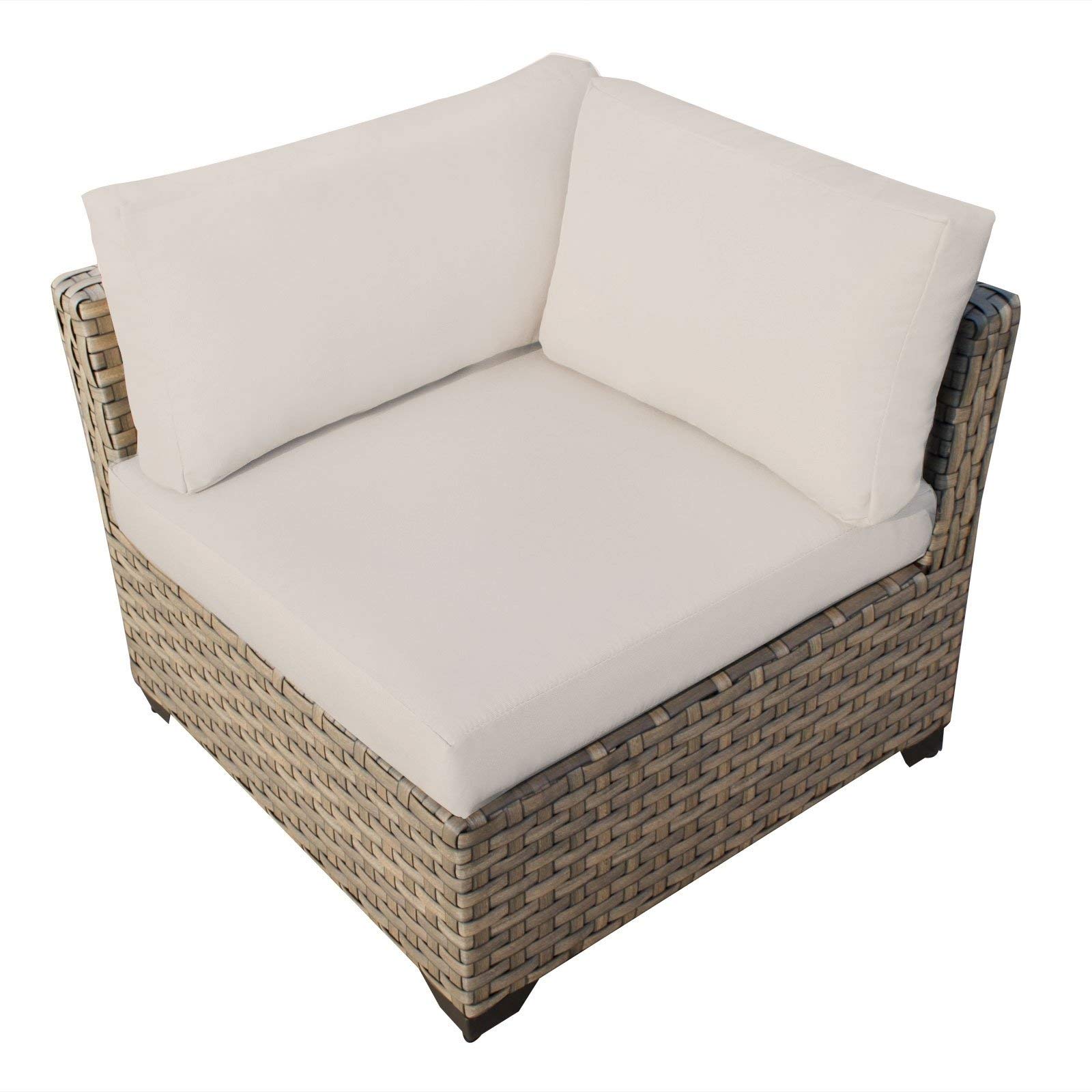 TKC Monterey Corner Patio Chair - Outdoor Wicker Furniture Set with Cushions, Waterproof & UV Resistant - Perfect for Garden, Poolside, Deck, and Backyard Relaxation