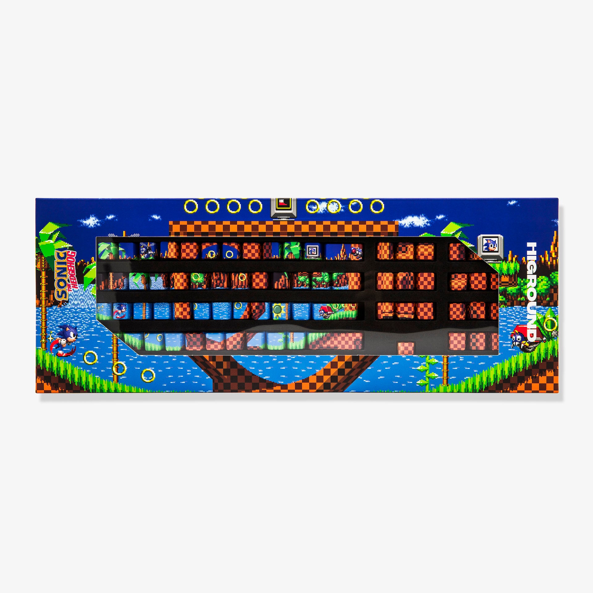 Sonic x Higround Green Hill Zone 104 Keycap Set for Mechanical Keyboards - Full Size Custom Keycaps for Gaming & Typing Enthusiasts - Perfect for PC, Mac & Office Setup