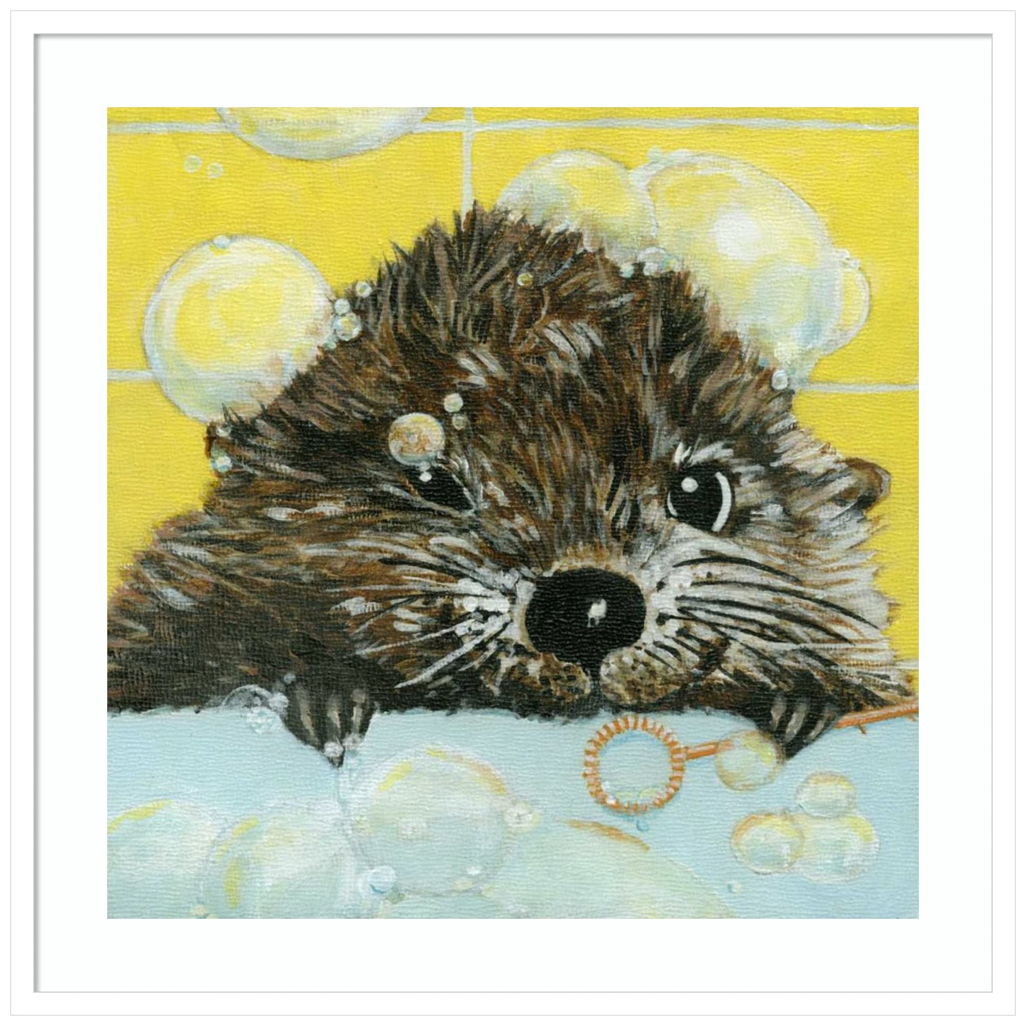 Amanti Art Bubbles - Olivia (Beaver) by Dlynn Roll Wood Framed Wall Art Print, 33x33 Inches, Svelte White Frame - Perfect for Living Room, Bedroom & Office Decor