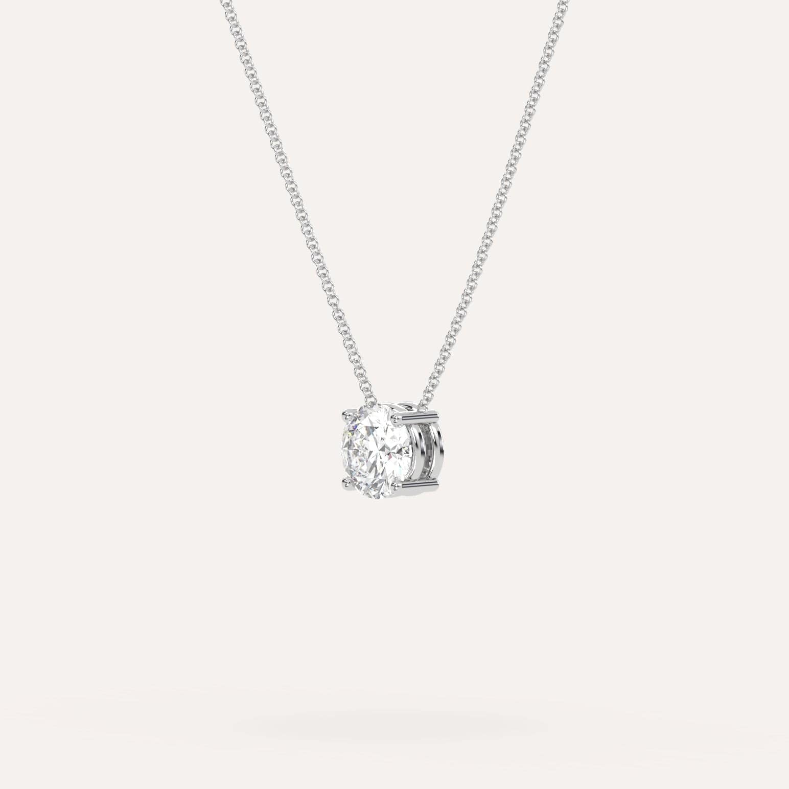 1 Carat Round Floating Diamond Necklace for Women - 14K Gold Solitaire Pendant Necklace - Elegant Jewelry Gift for Anniversary, Wedding & Special Occasions