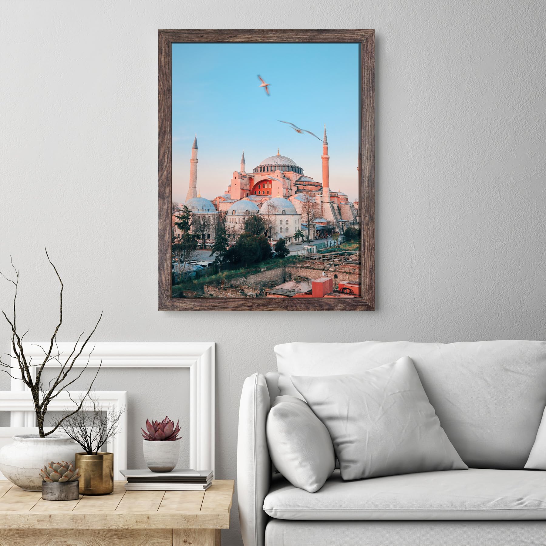 BESCRCL 18x24 Inch Wooden Poster Frame - Single Wall Picture Frame with Shatterproof Glass, Brown - Perfect for Home Decor, Office, Gallery & Art Display