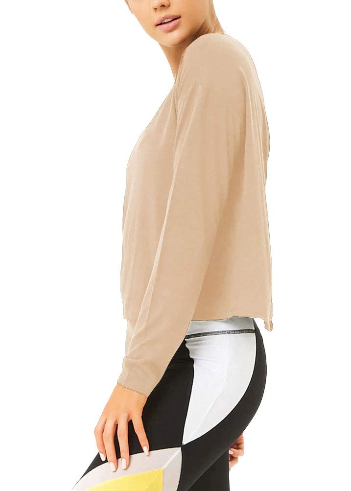 Bestisun Women's Long Sleeve Workout Shirts - Yoga & Dance Tops with Open Back Design - Breathable Athletic Clothes for Gym, Running & Fitness Training