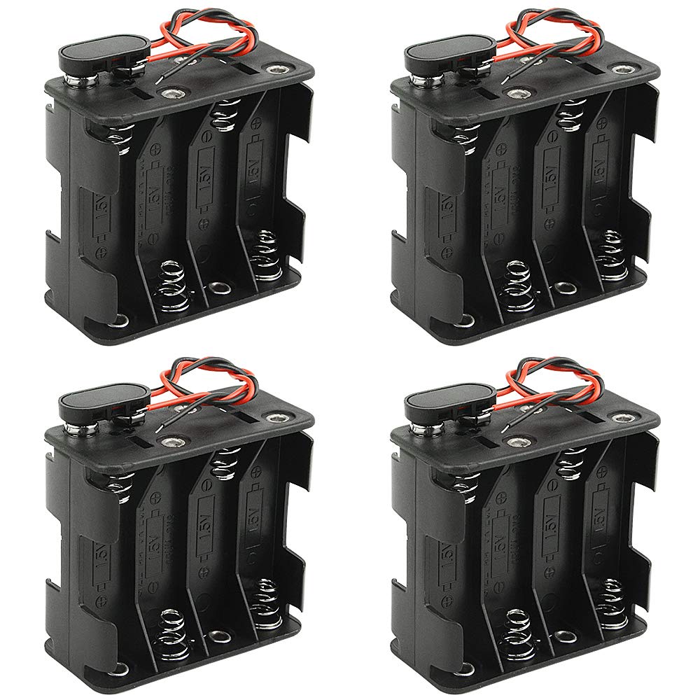 WMYCONGCONG 4 Pack AA Battery Holder - 8 x 1.5V T-Type Connector with Hard Plastic Case (8AA) - Perfect for DIY Electronics, Robotics, and Power Supply Projects