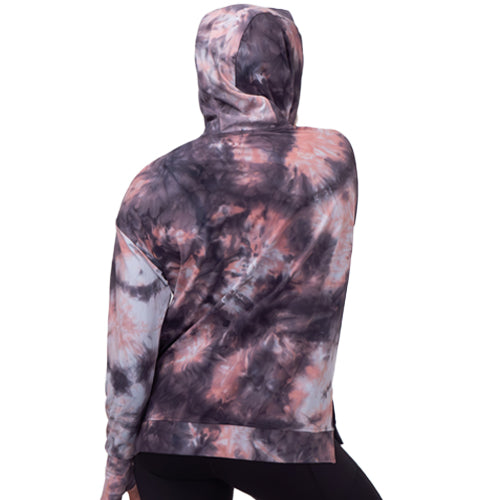 Stylish Tie Dye Hoodie for Women & Men - Grey & Pink Color Block Pullover | Perfect for Casual Wear, Street Fashion & Loungewear