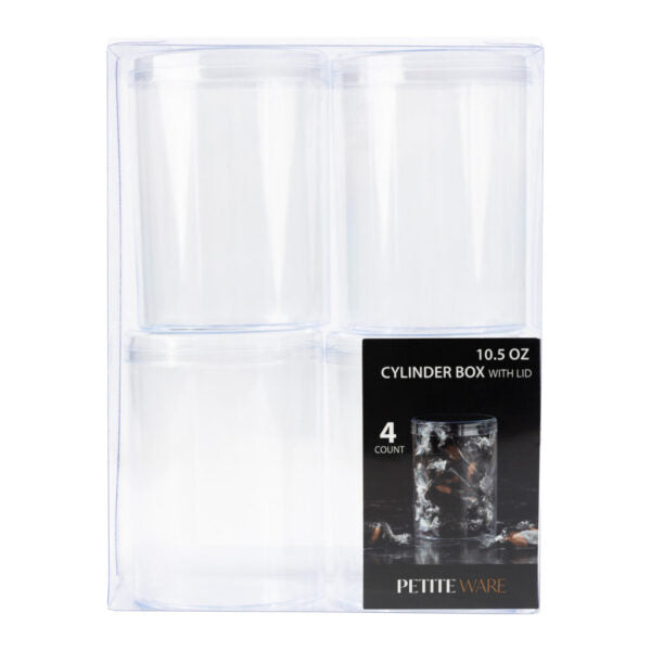 10.5 oz. Clear Plastic Cylinder Storage Containers with Lids - Set of 4 - Perfect for Organizing Candy, Spices, Crafts & Office Supplies